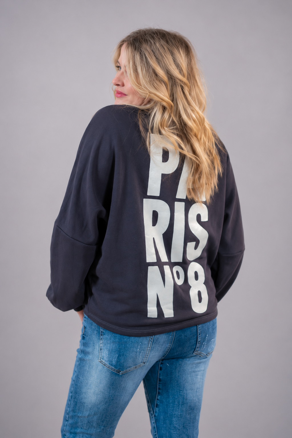 Oversize Sweatshirt mit Print, anthrazit