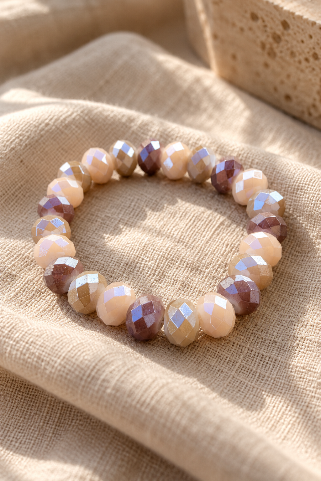 Kristall-Armband, creme/beige/taupe/dunkelbraun