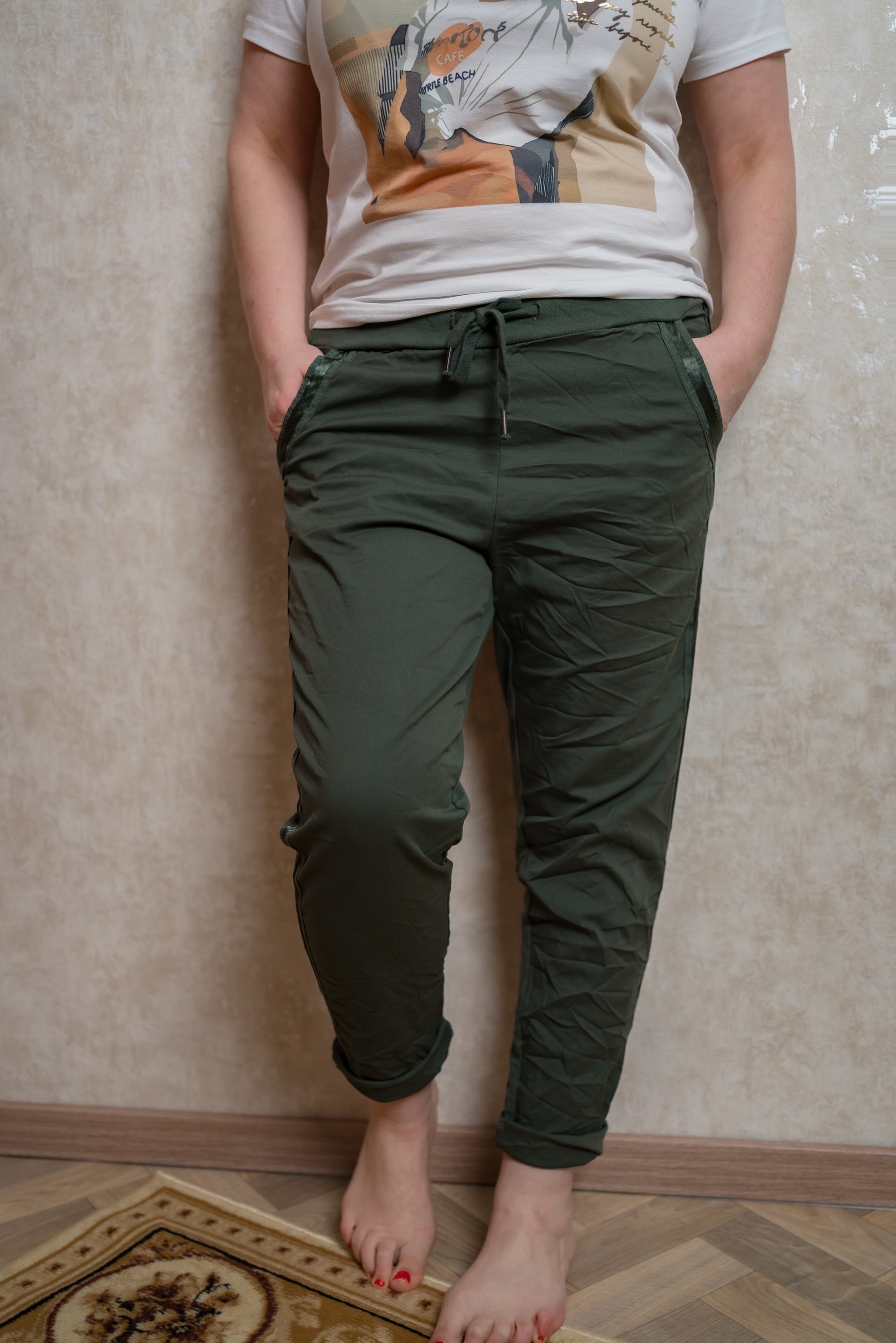 Stretchhose Casual Comfort in Dunkelgrün