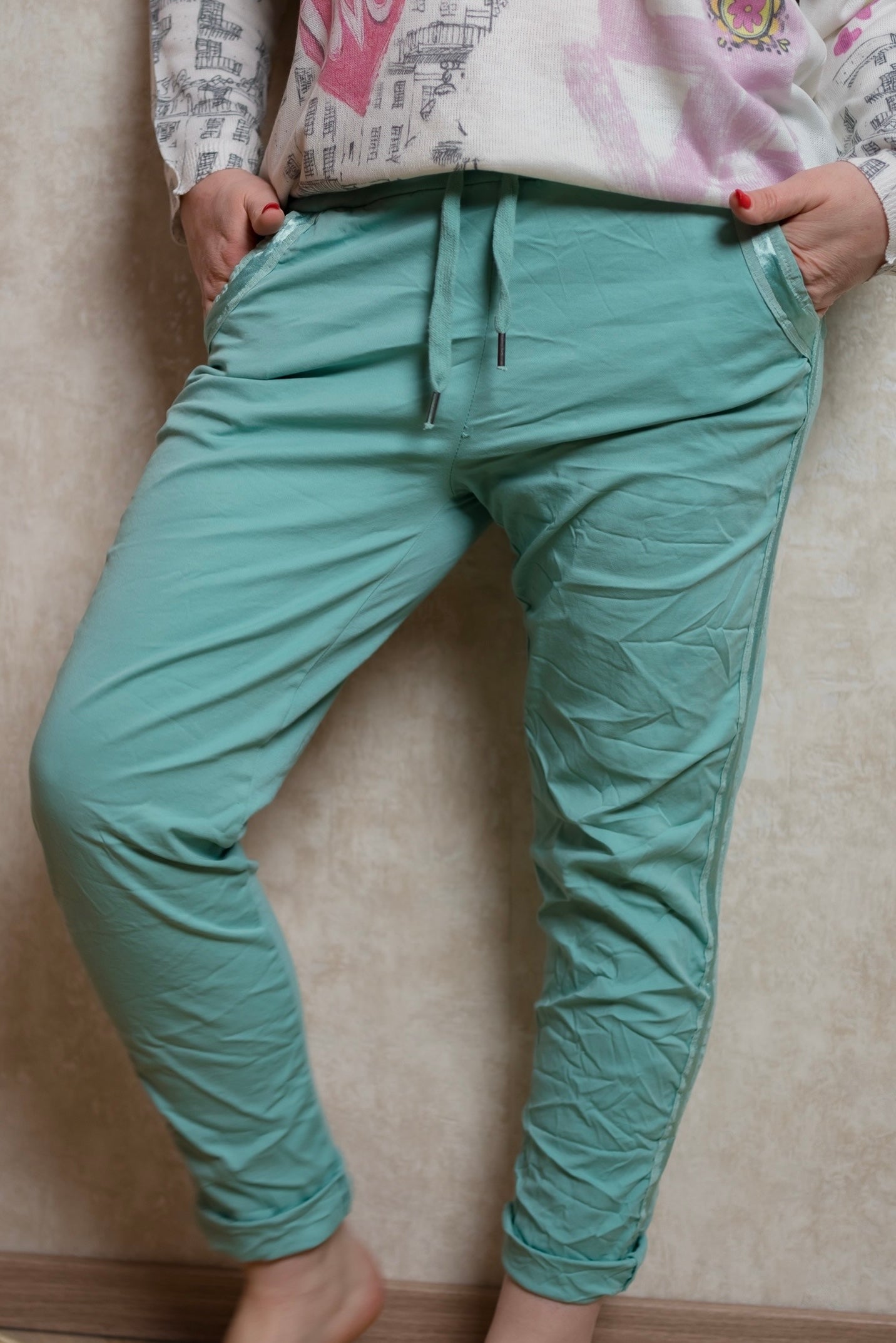 Stretchhose Casual Comfort in Türkis 2. Wahl