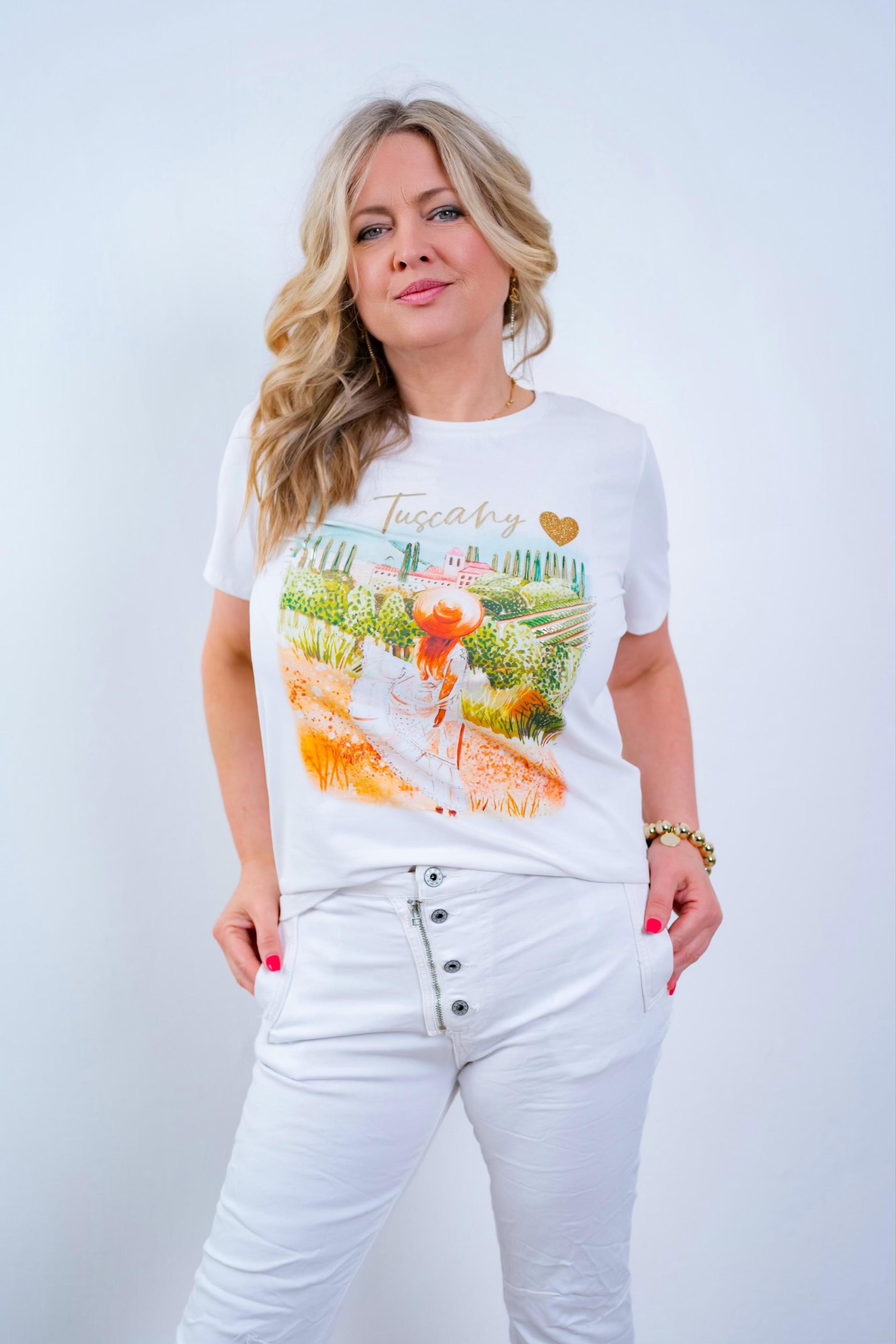 T-Shirt in Weiß mit Druck