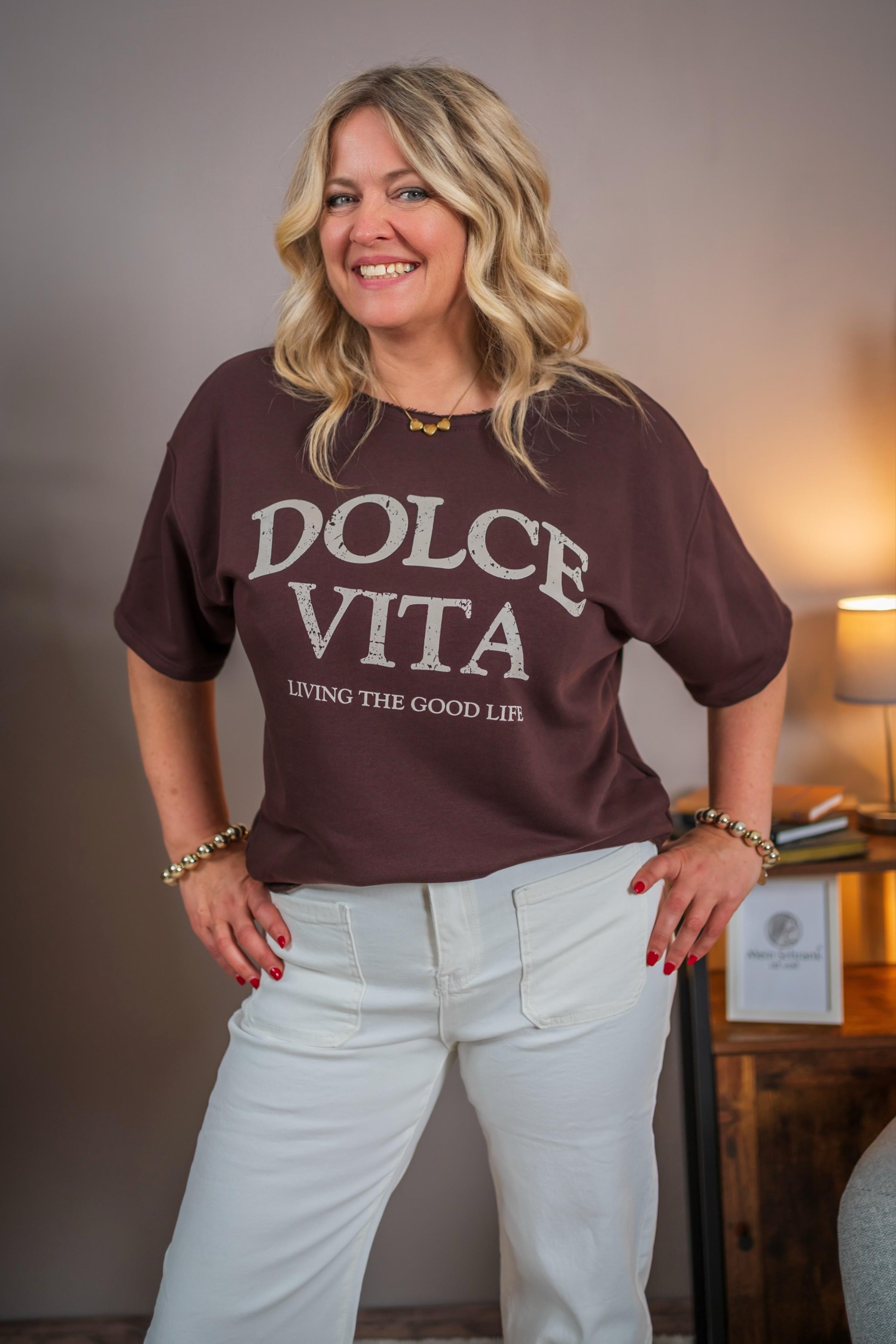 Sweatshirt, halbarm in Schokobraun