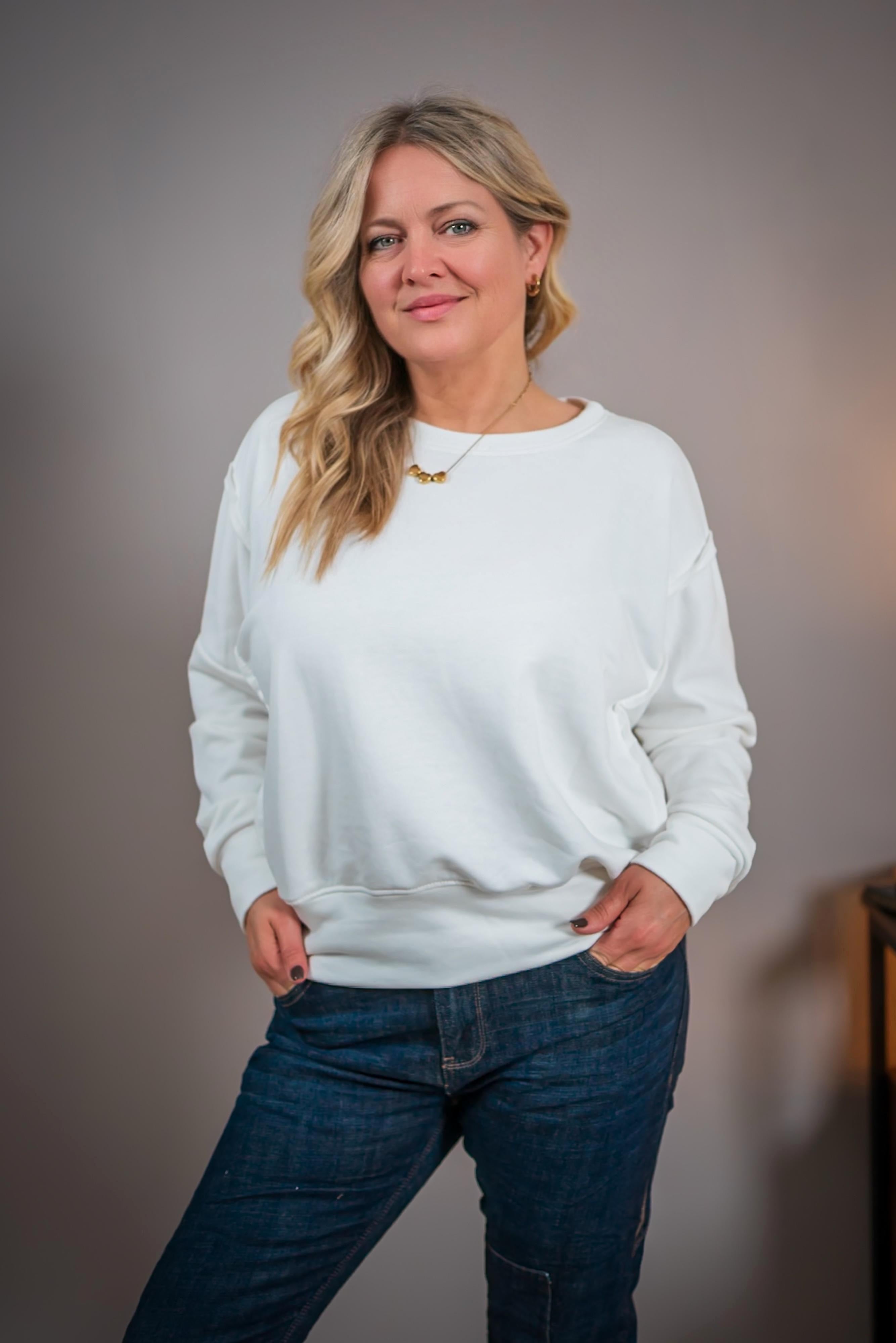 Sweatshirt, wollweiß