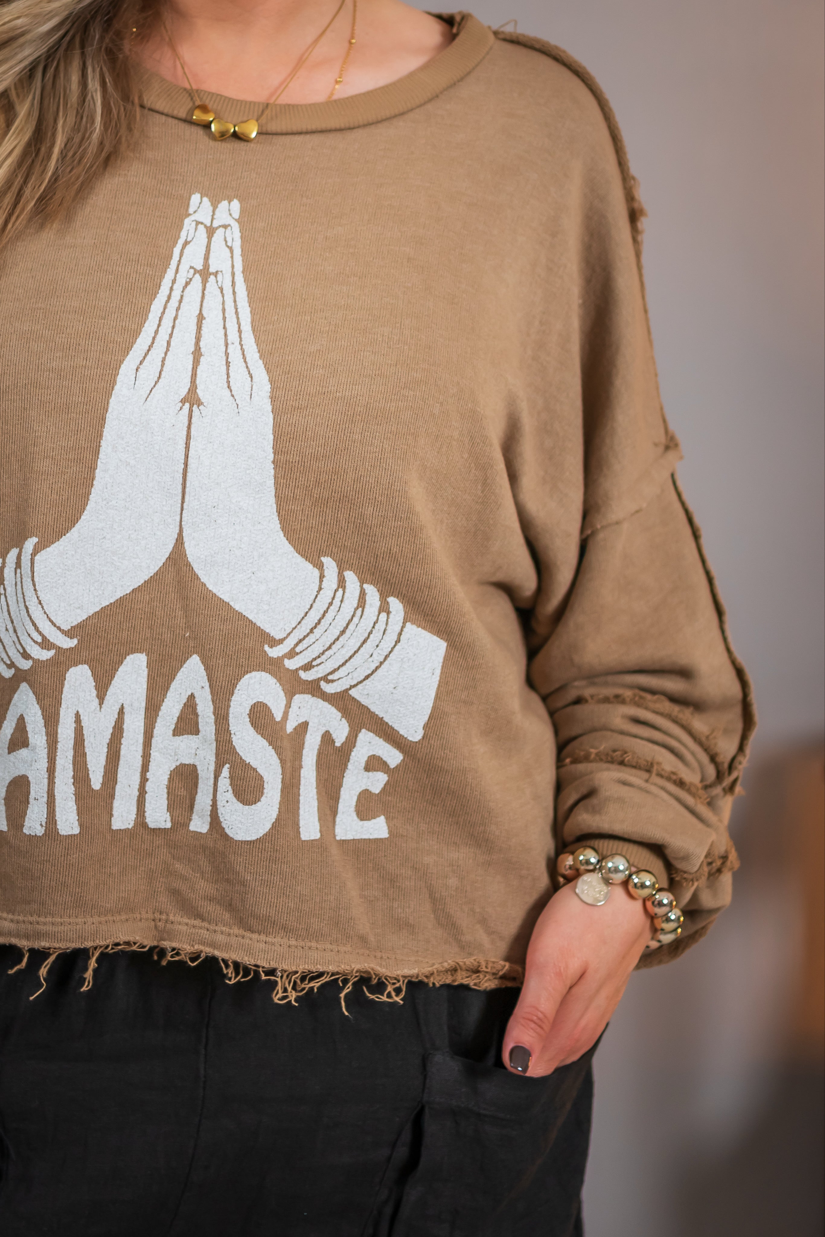 Sweatshirt mit Druck, camel