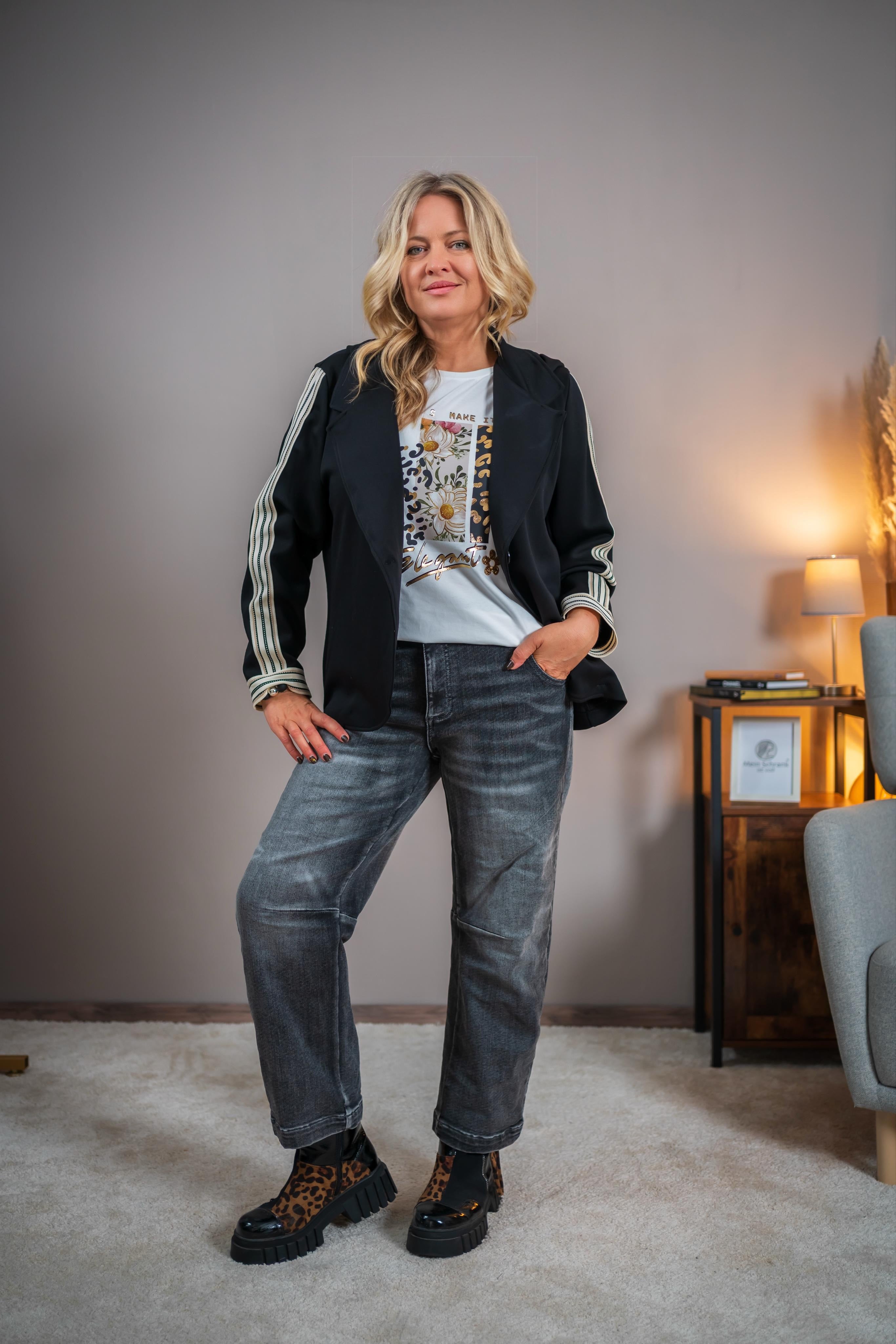 Blazer mit Kapuze, schwarz