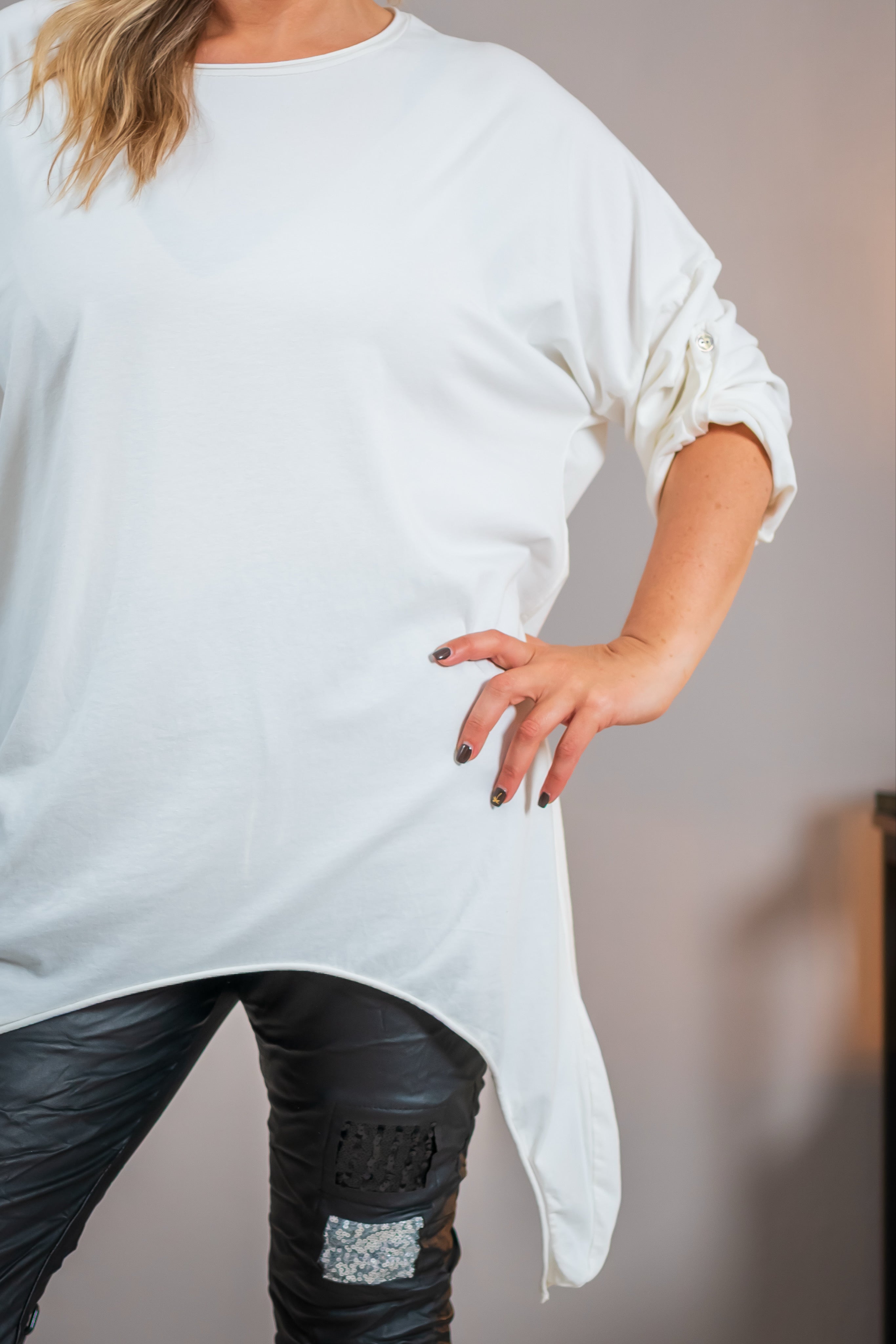 Oversize-Shirt mit Smiley, ecru