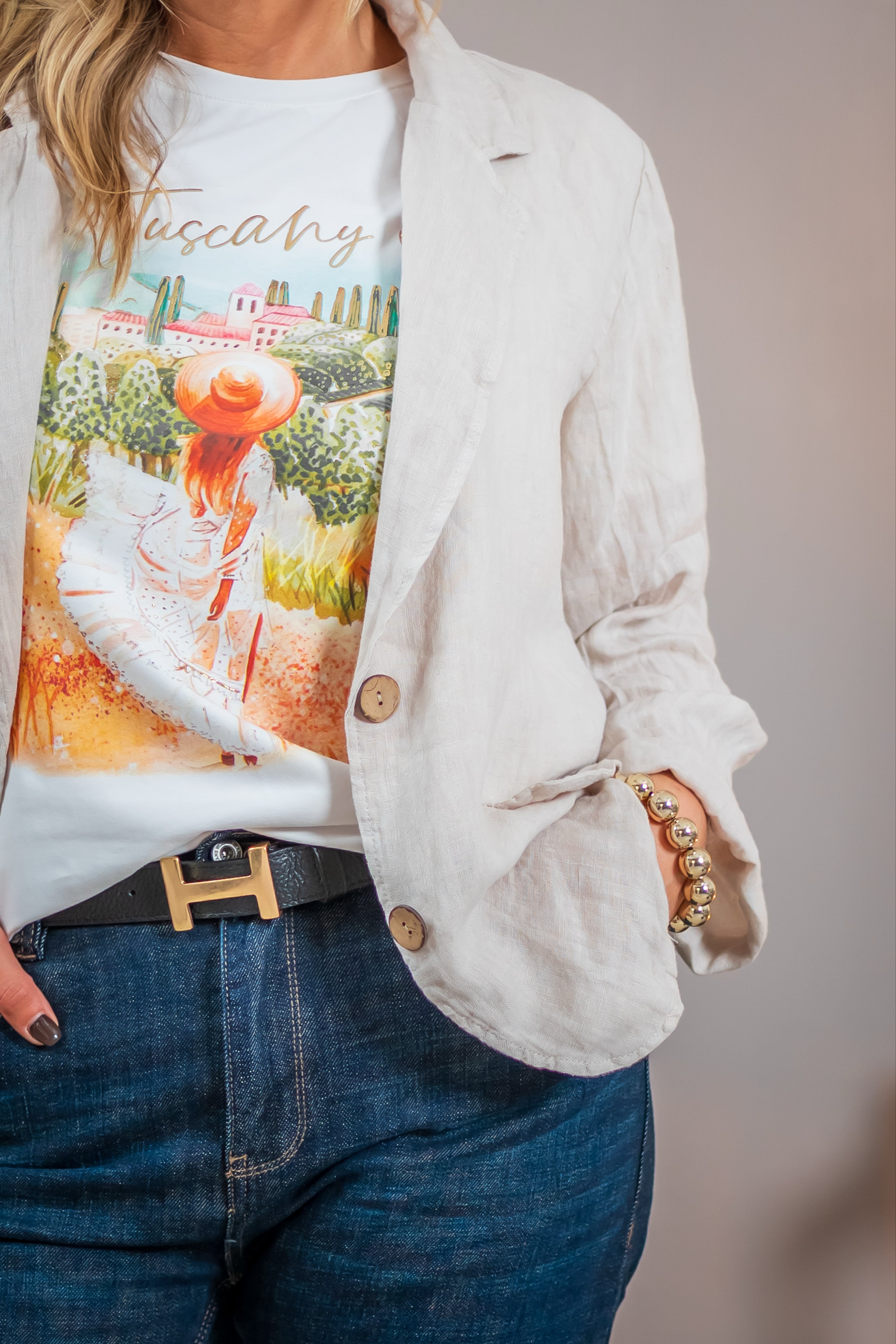 Leinenblazer, beige