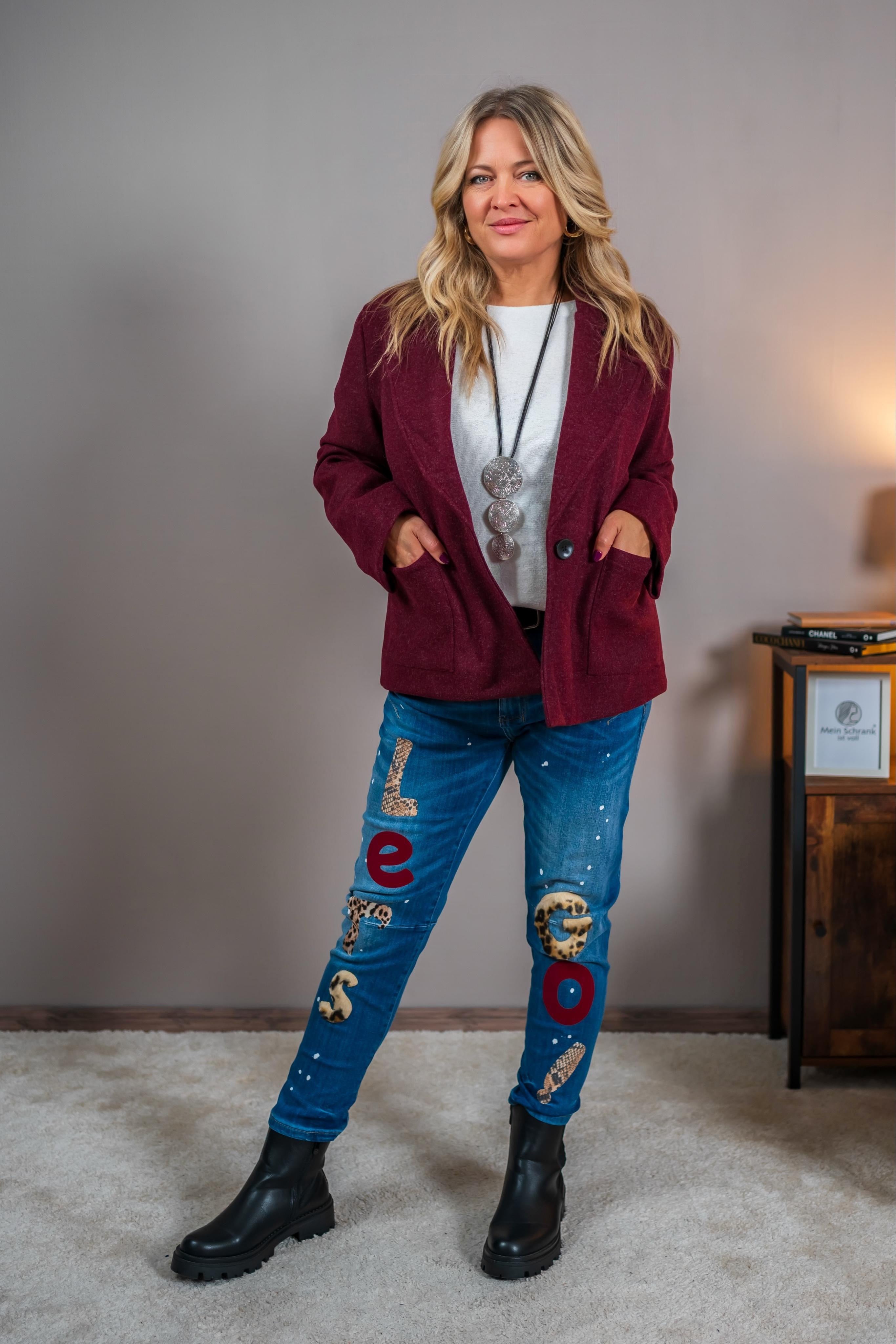 Jacke im Casual-Look, bordeaux