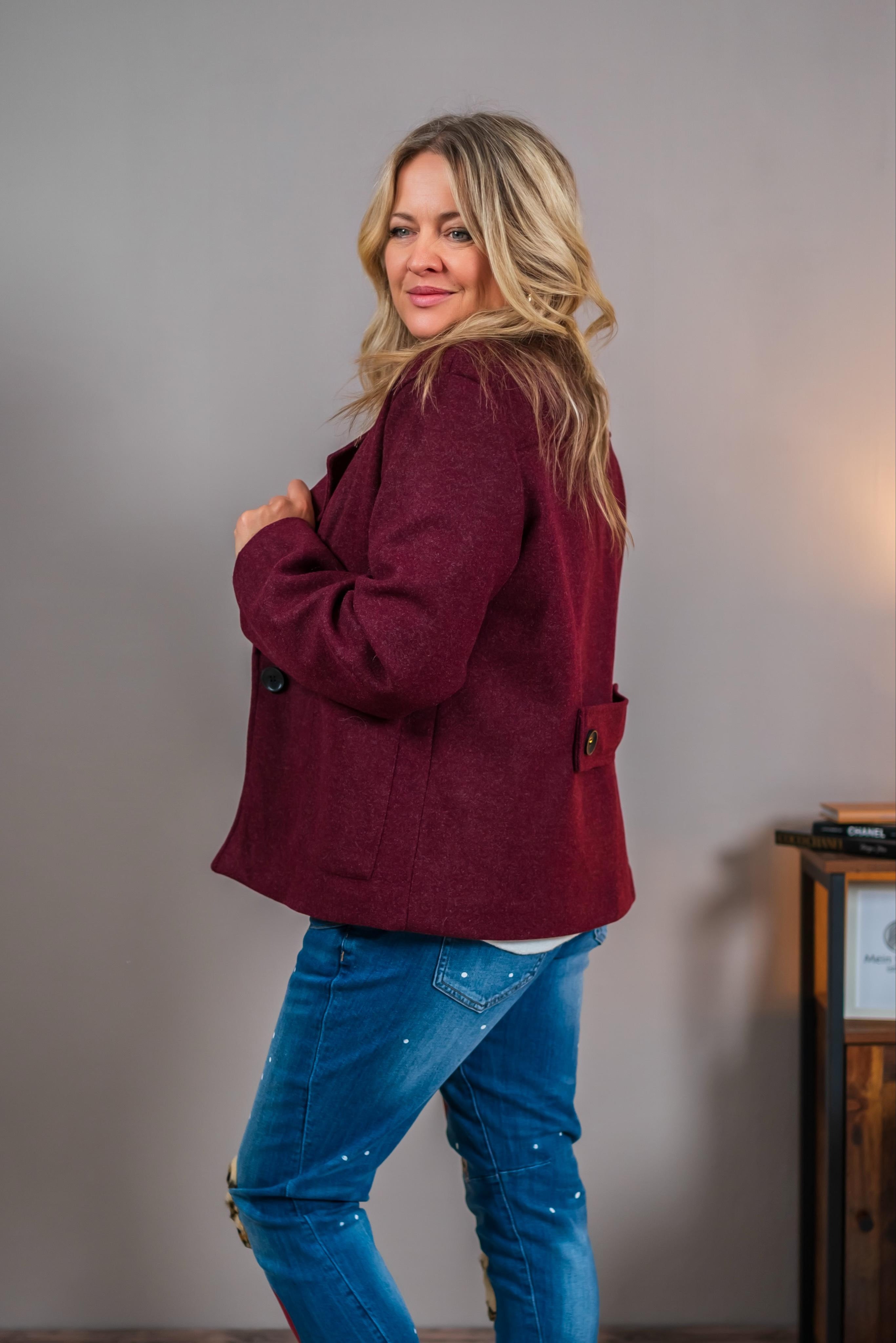 Jacke im Casual-Look, bordeaux