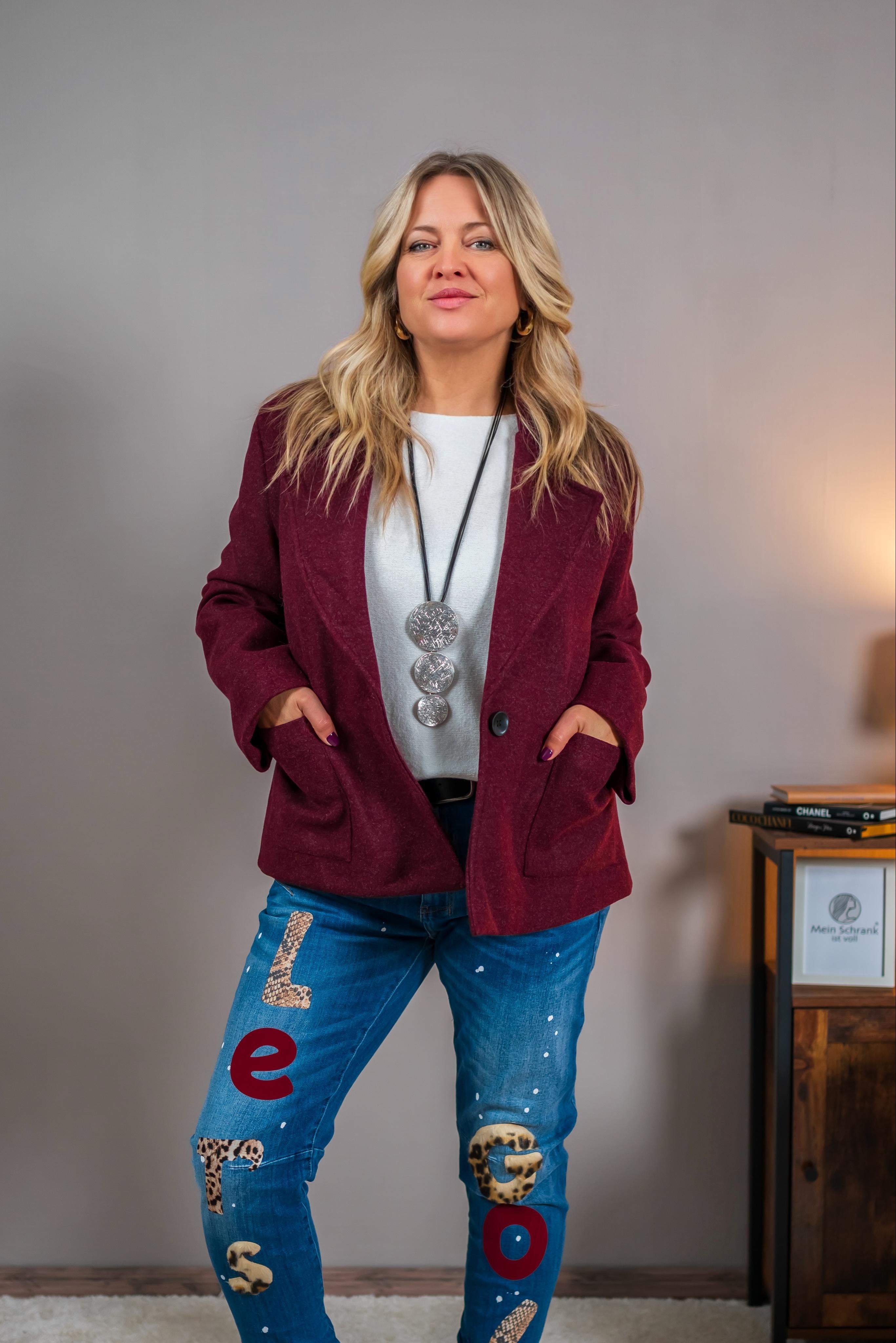 Jacke im Casual-Look, bordeaux