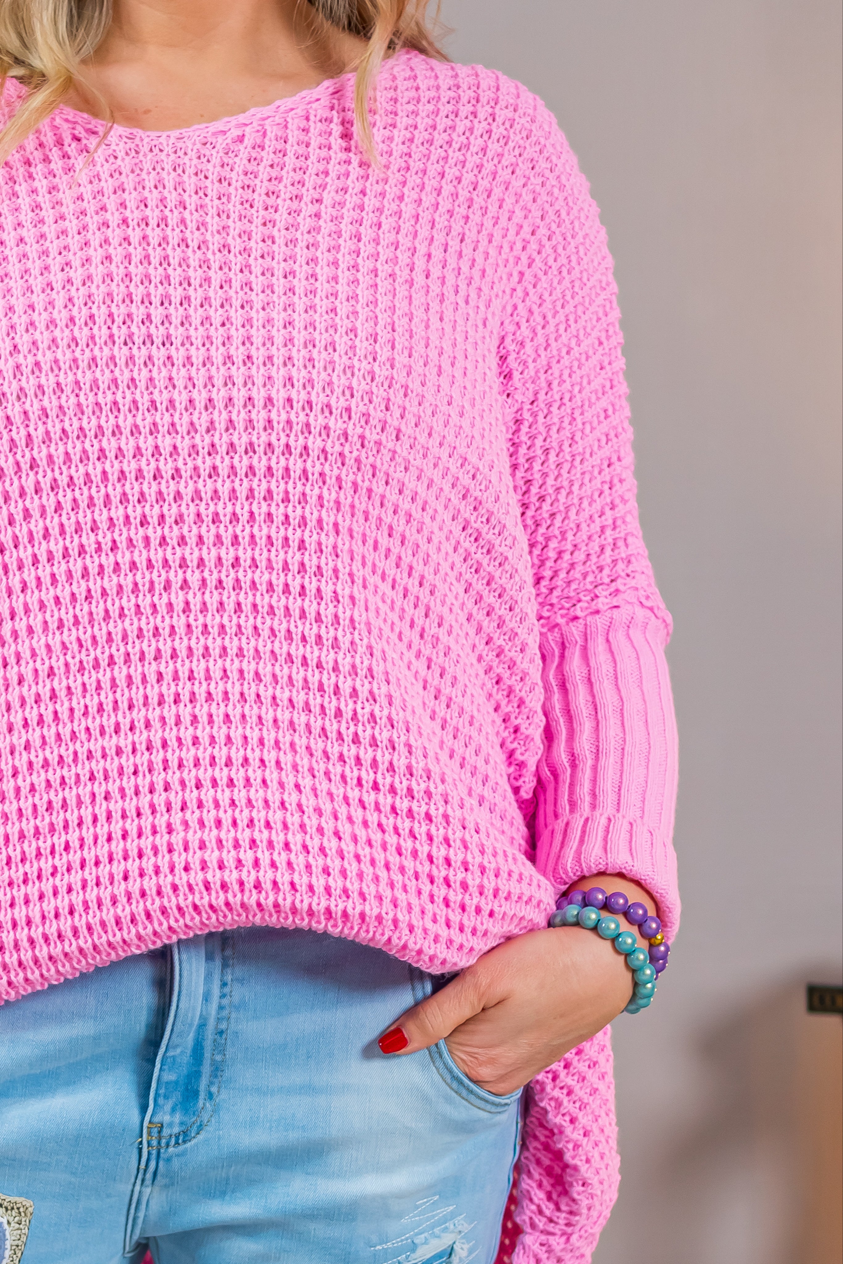Oversize Longpullover, pink