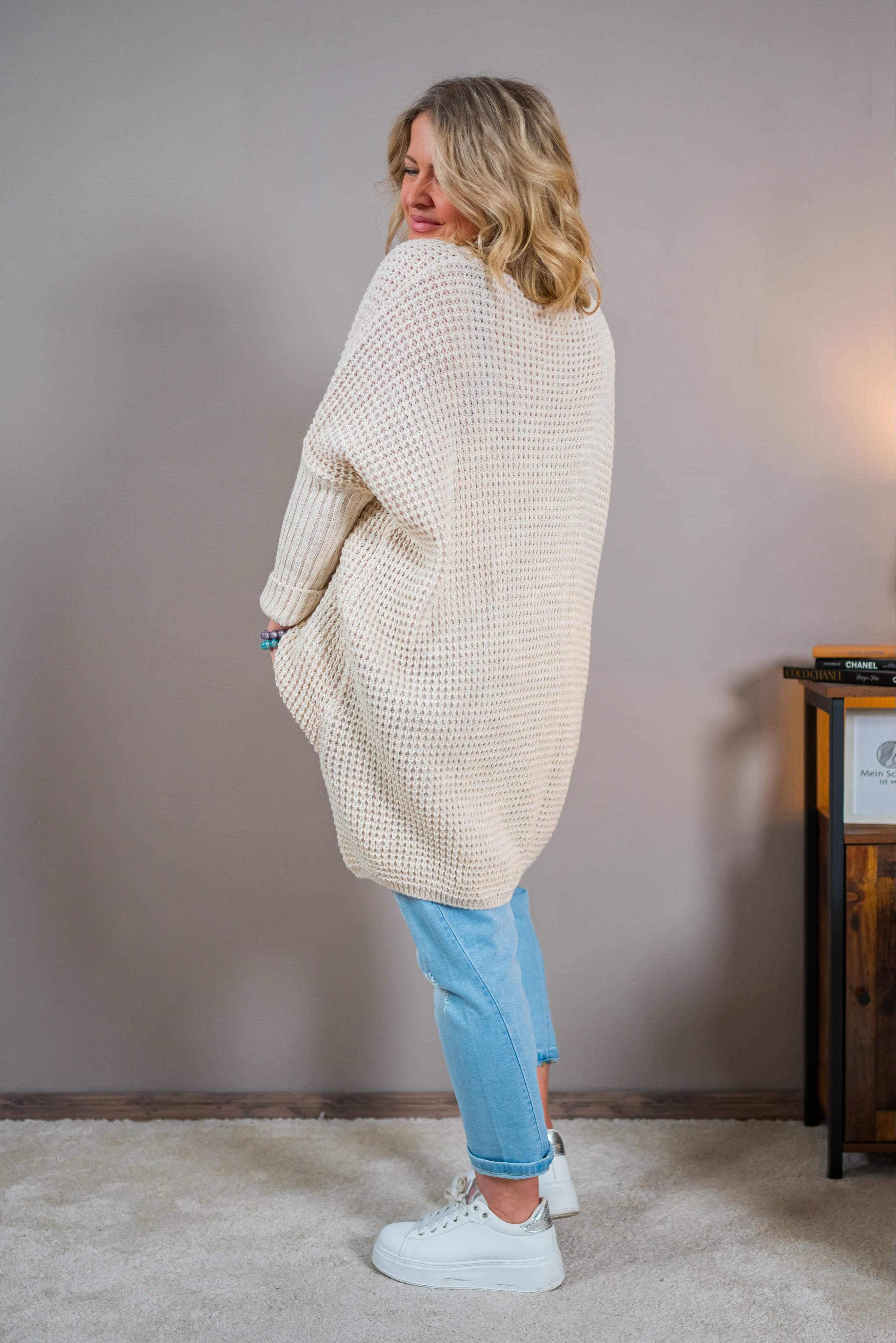 Oversize Longpullover, beige