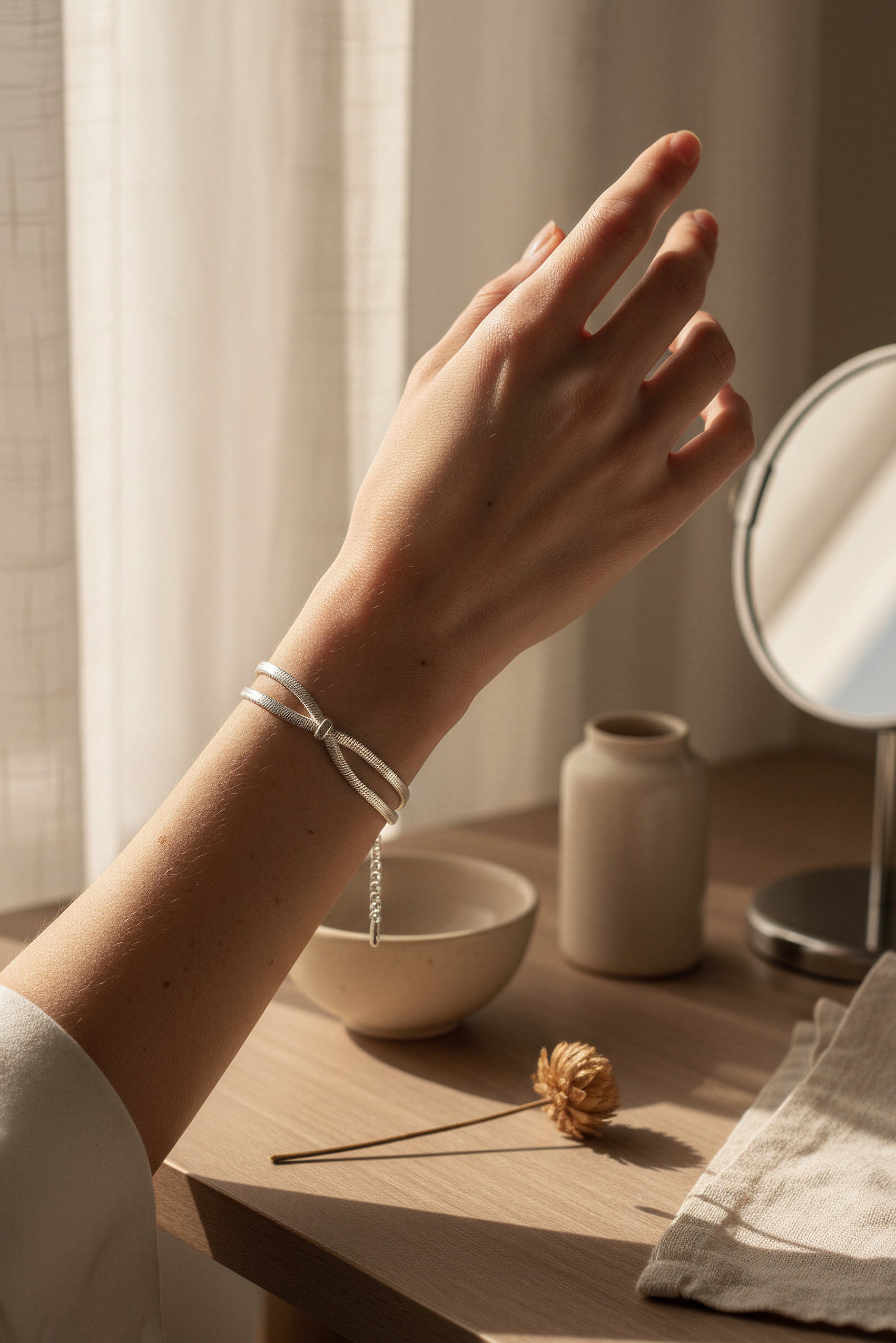 Schlangenketten-Armband aus Edelstahl, versilbert