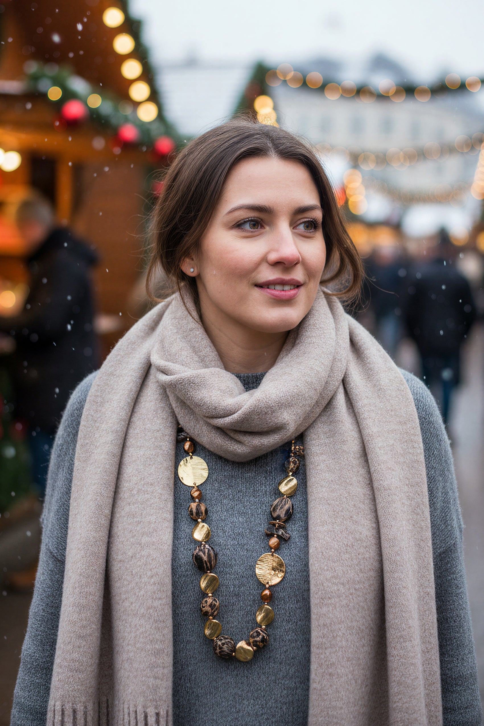 Lange Statement-Kette im Animal-Look, vergoldet