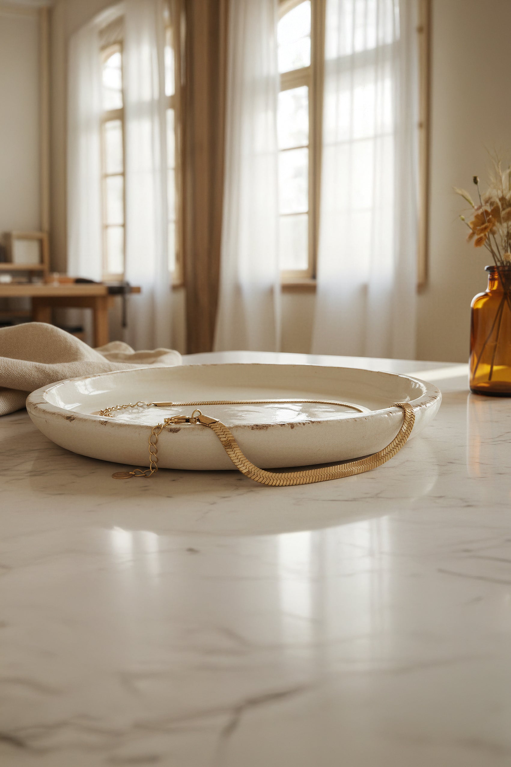 Schlangenketten-Armband aus Edelstahl in Gold