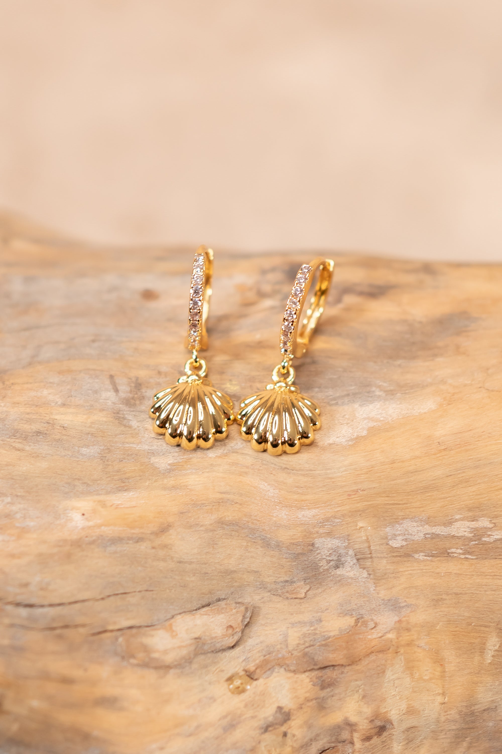 Creolen mit Muschel-Anhänger, gold