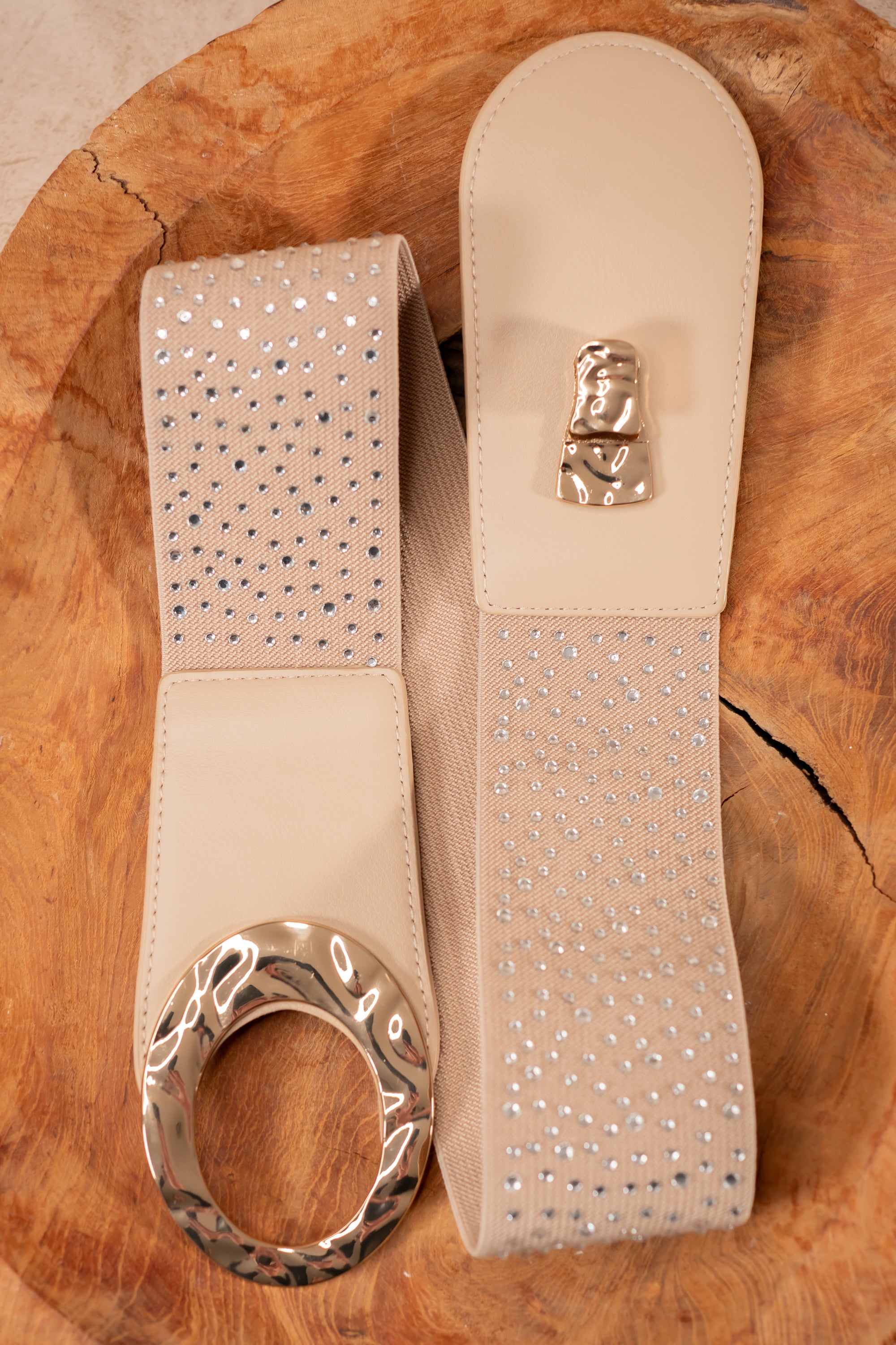 Breiter Stretch-Taillengürtel mit Strass-Details