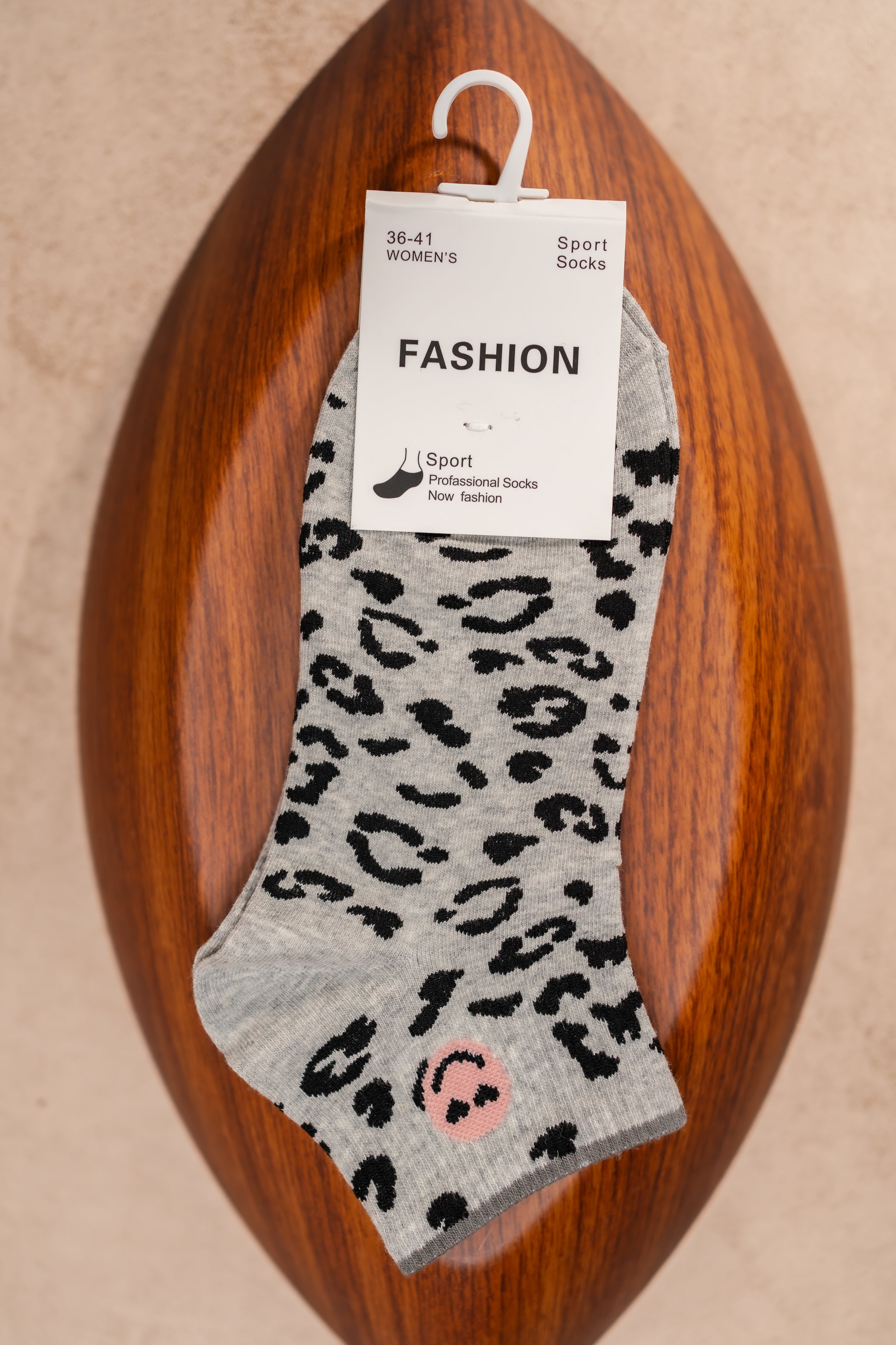 Sneaker-Socken Leo-Smiley in Grau