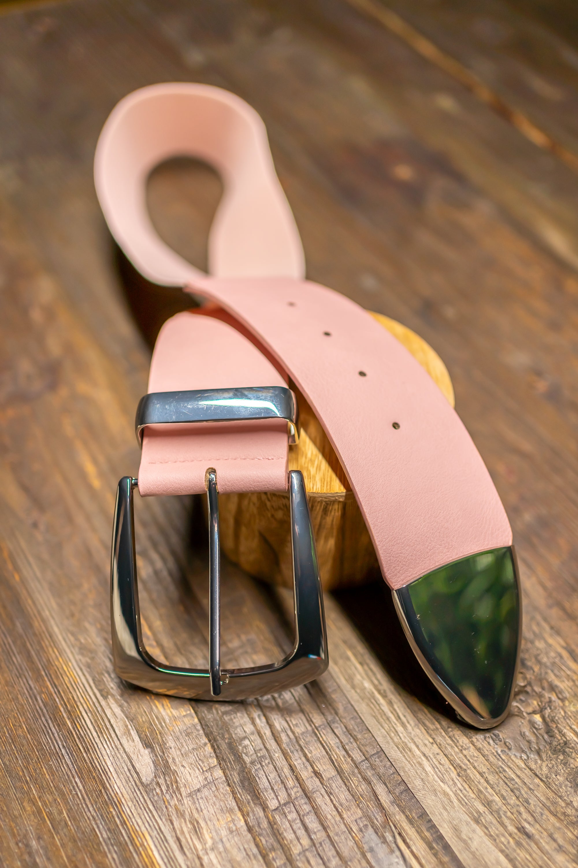 Stretchgürtel mit silberner Schnalle, rosa