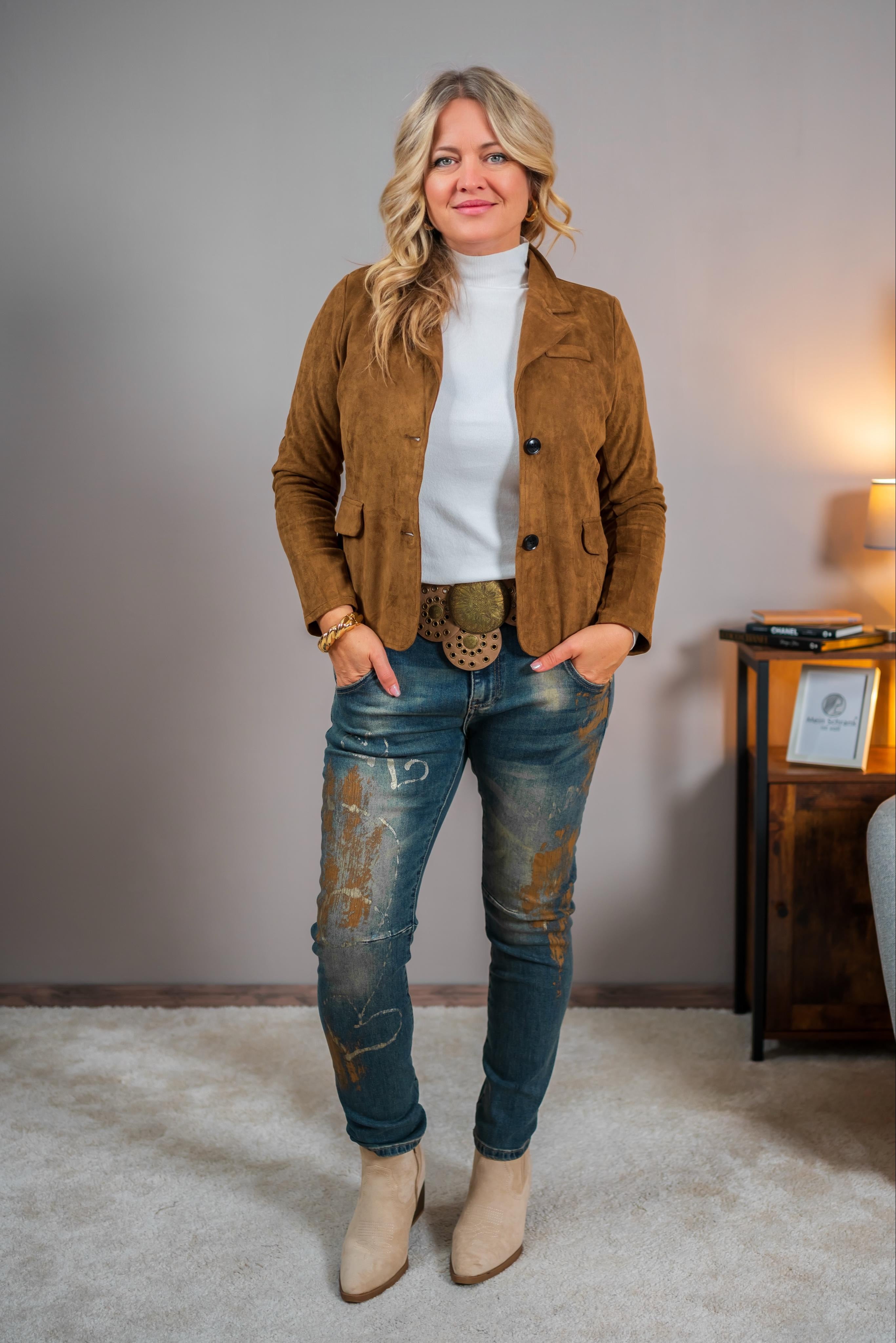Eleganter Blazer aus Wildlederimitat