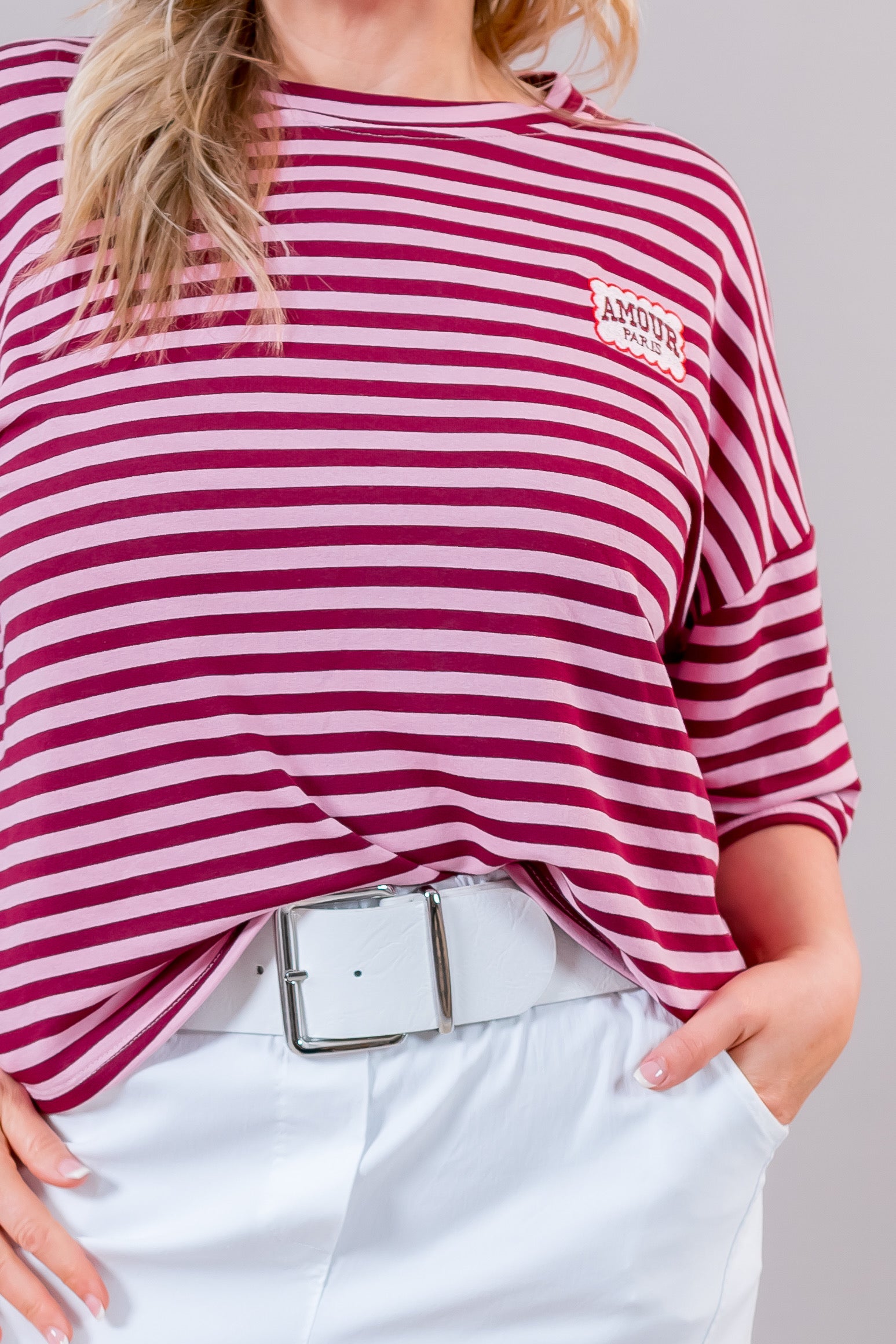 Oversize Shirt "Amour Paris", bordeaux/rosa-pink