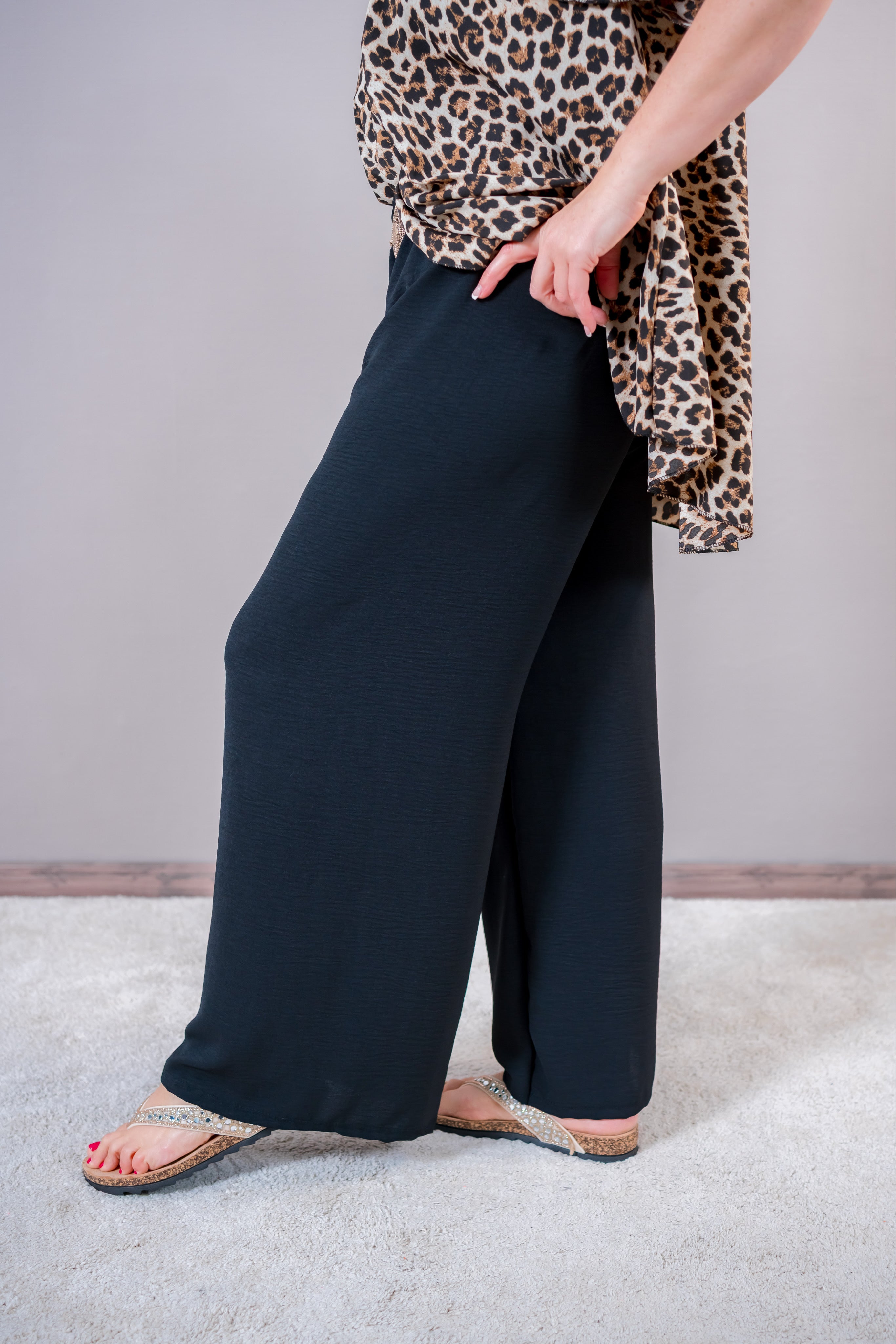 Elegante weite Hose, schwarz
