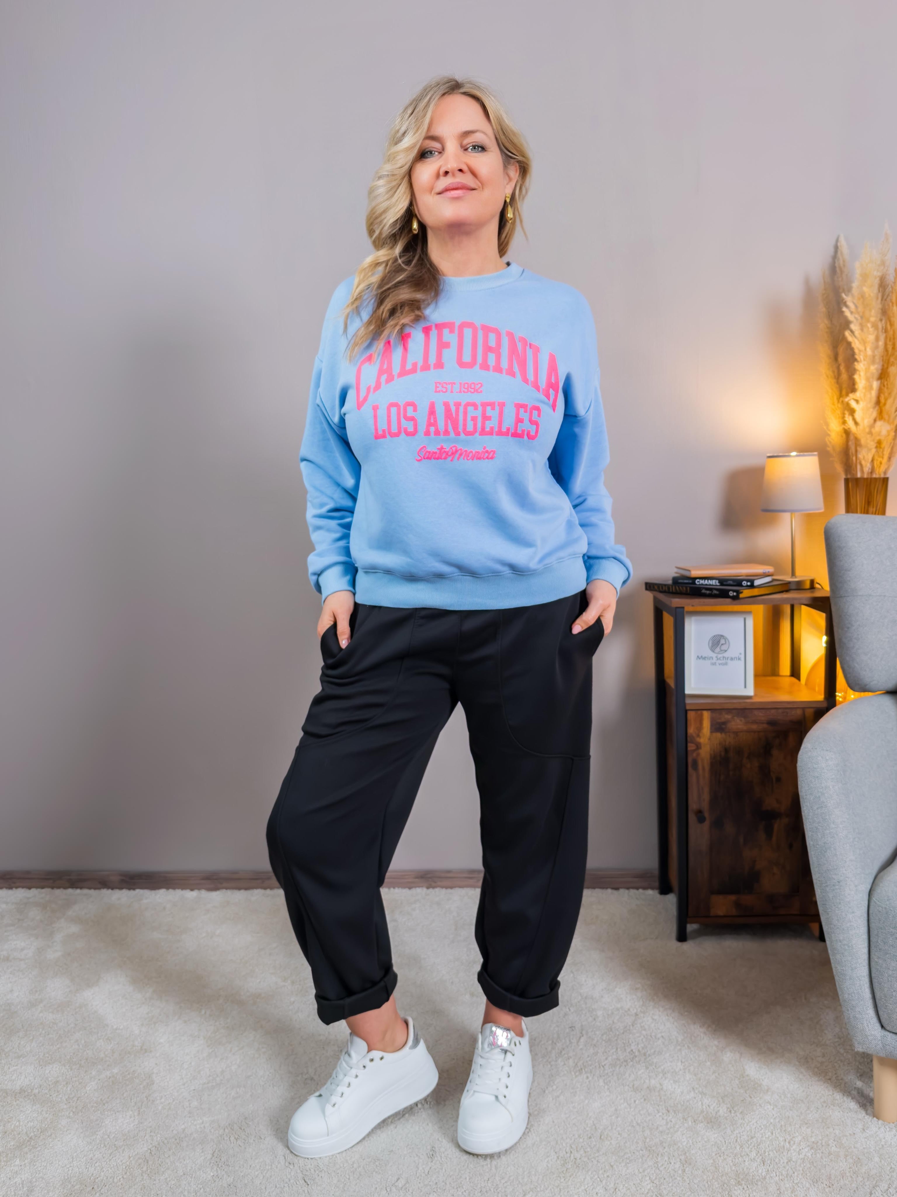 Sweatshirt mit Print, blau/pink