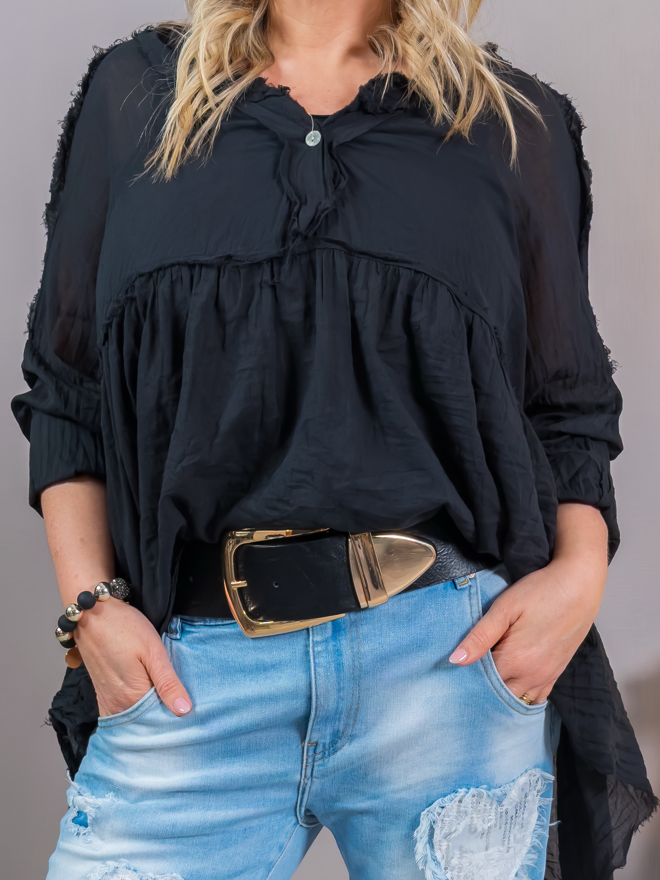 Tunika-Bluse, schwarz