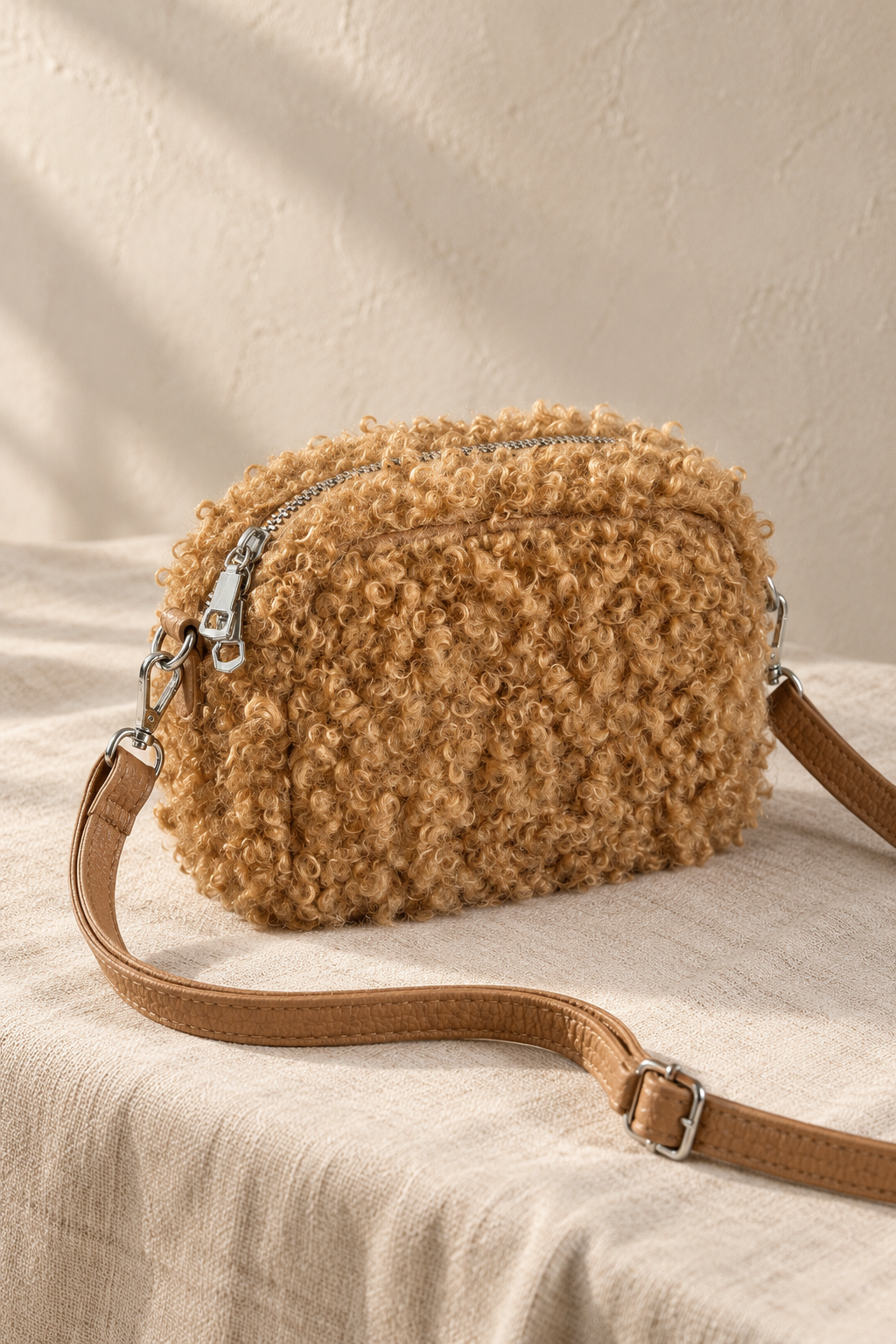 Teddy-Tasche "Curly Love", camel