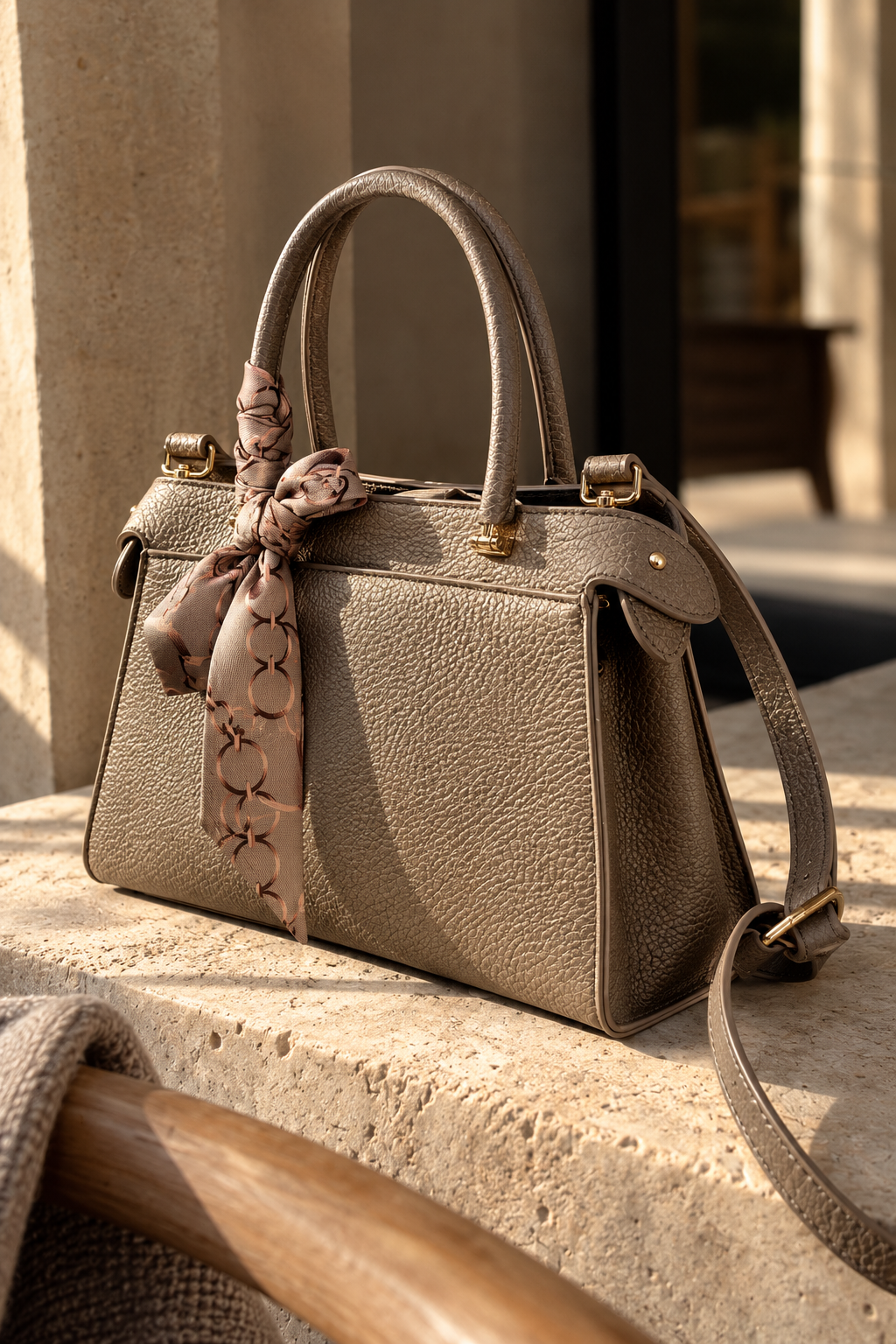 City Chic Handtasche mit Schmucktuch, bronze