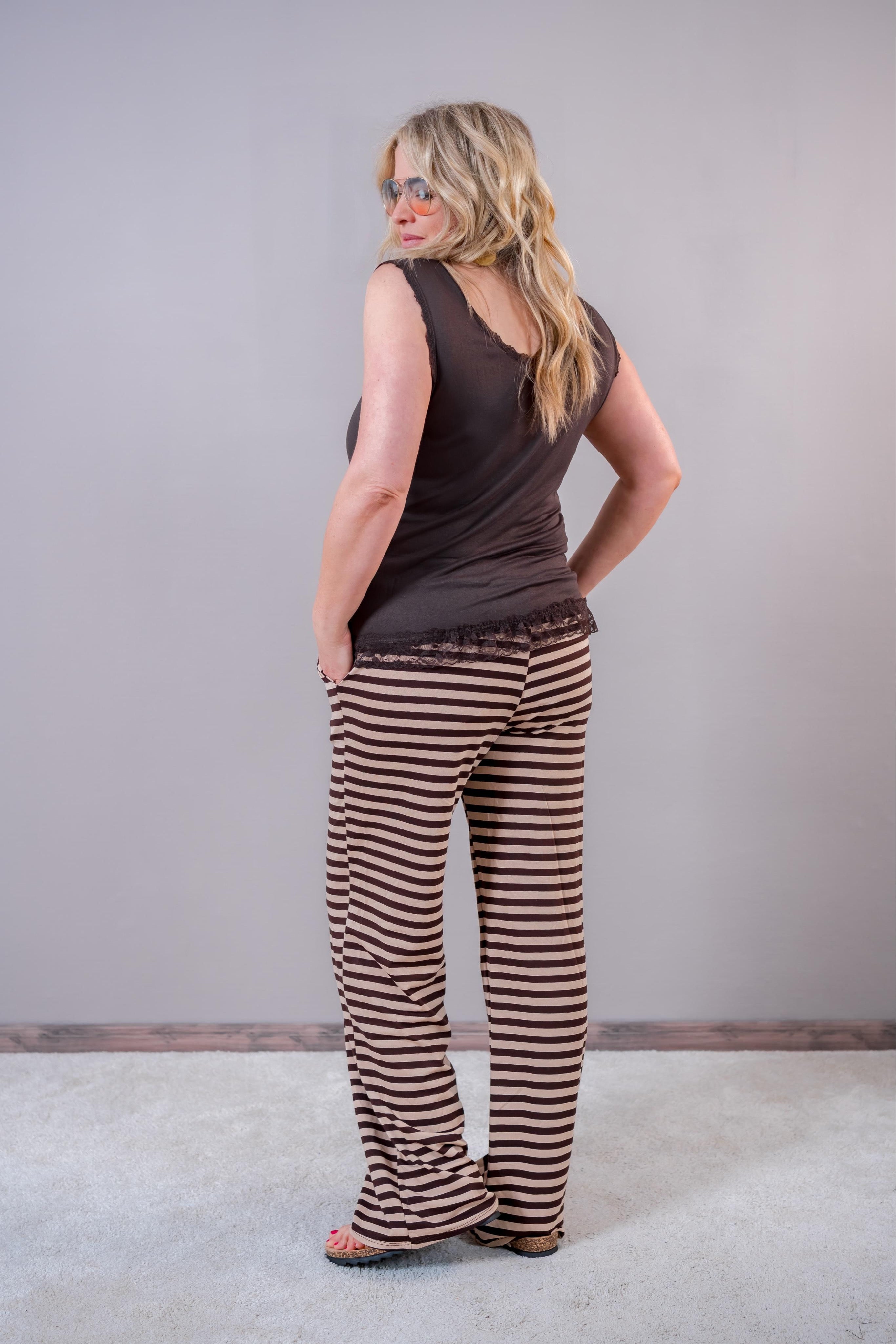 Gestreifte Sommerhose, braun/beige