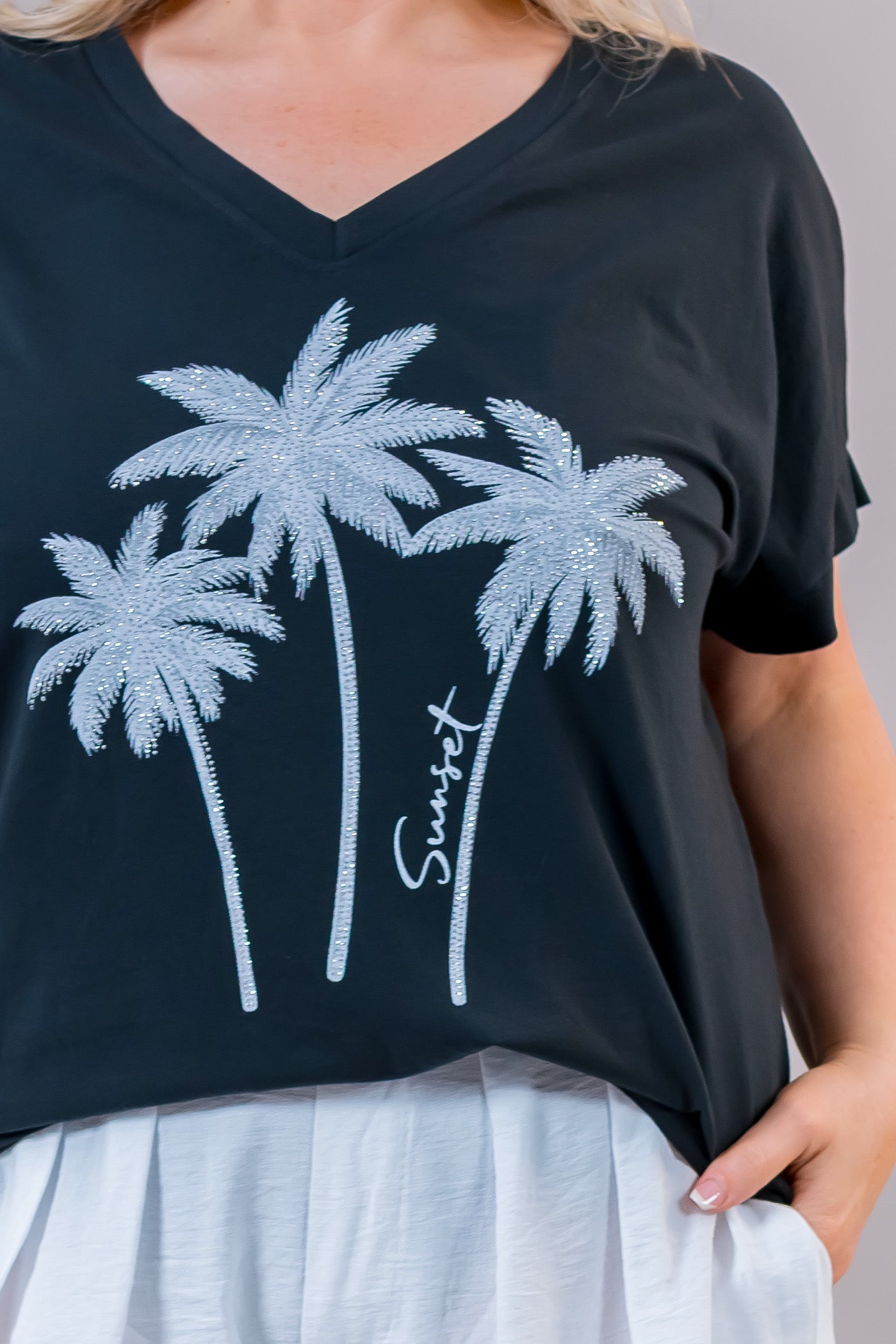 Oversize Shirt "Sunset", schwarz