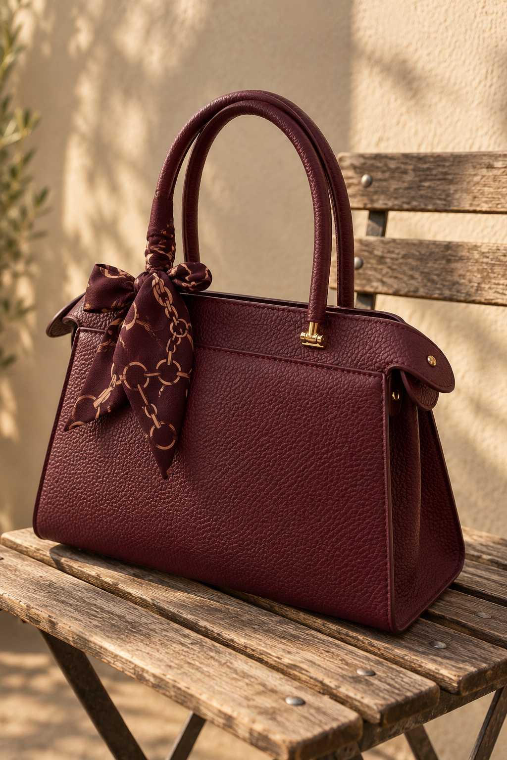 City Chic Handtasche mit Schmucktuch, burgundy