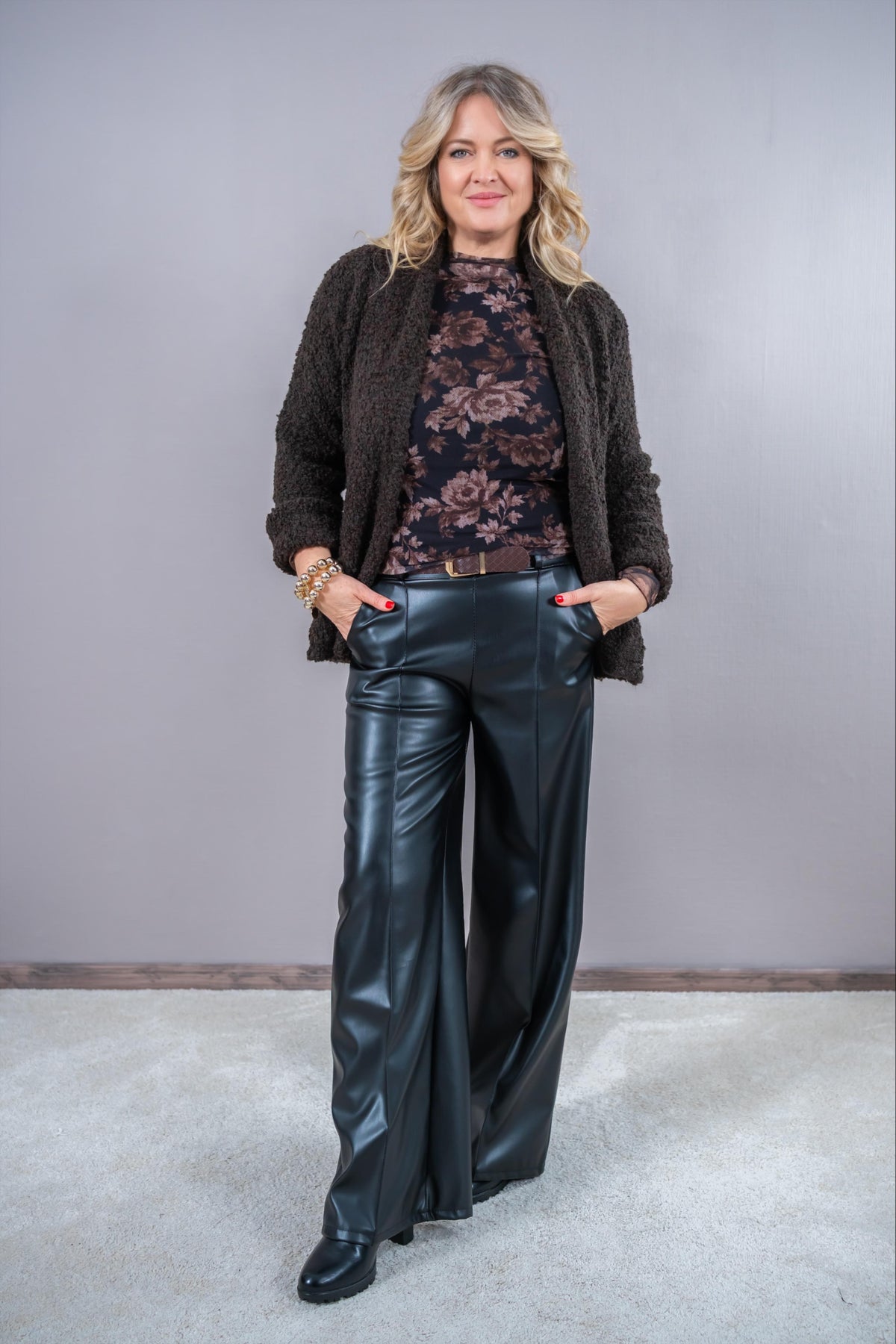Kuschelige Bouclé-Jacke, schokobraun