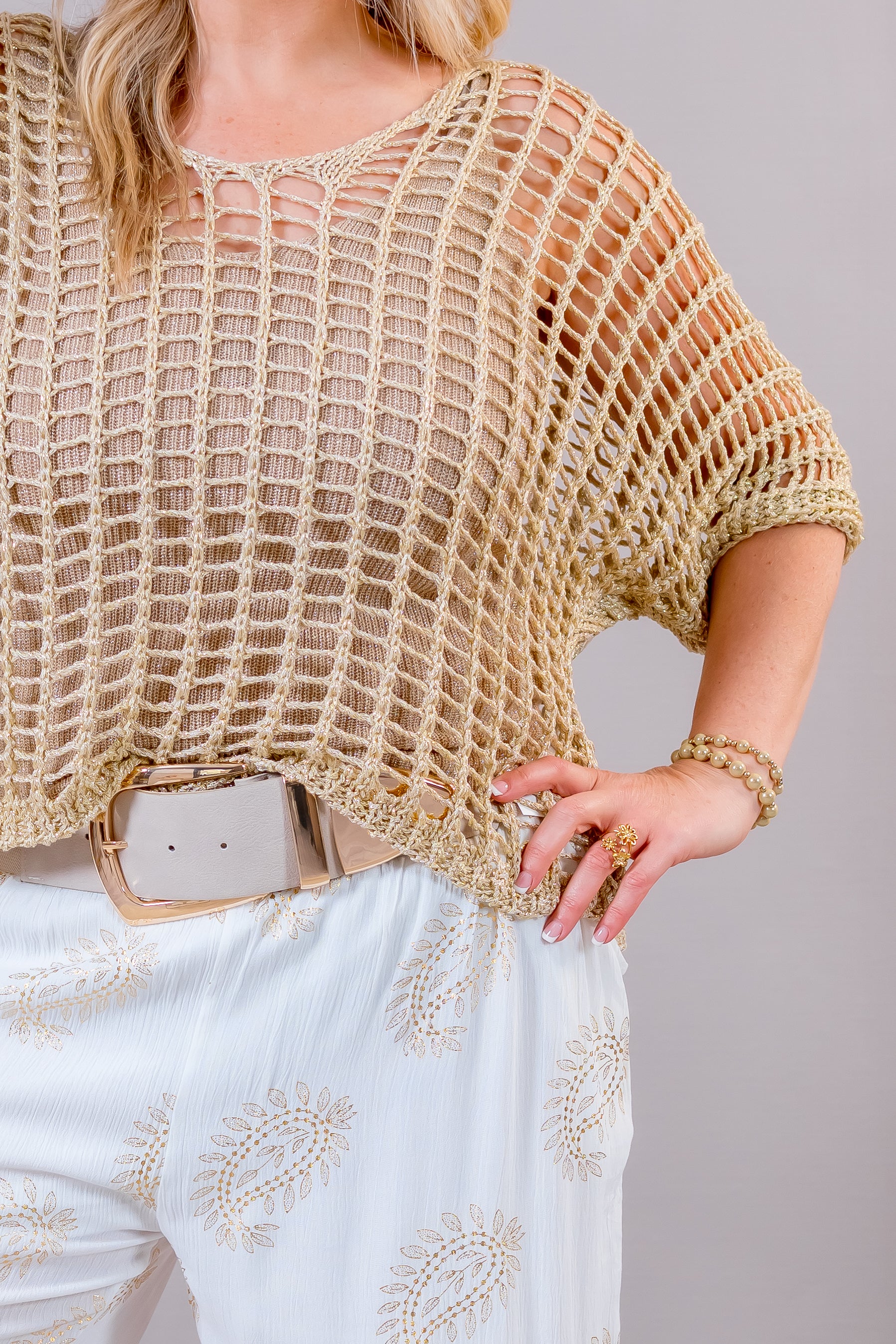 Glitzerndes Netz-Shirt, gold