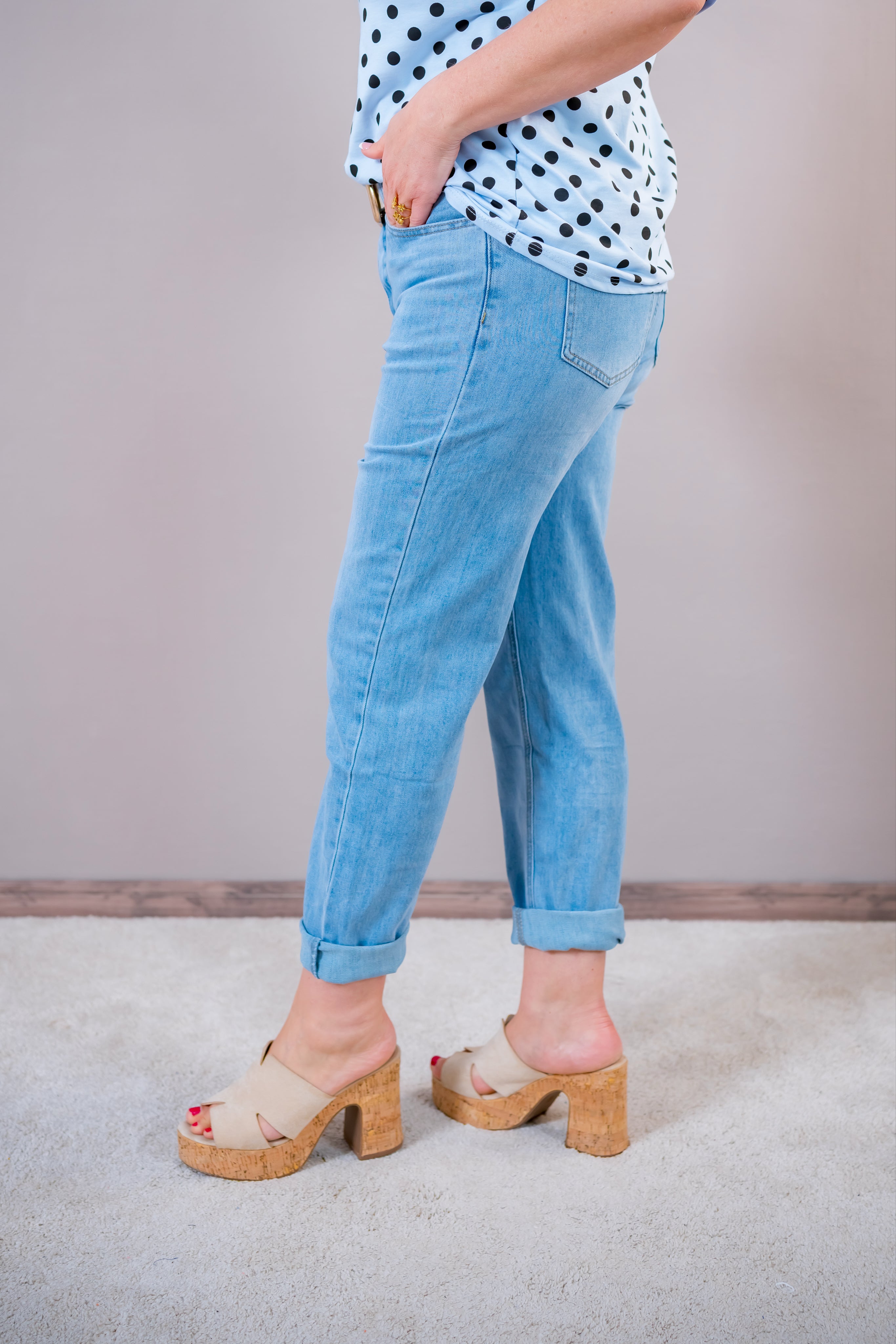 Jeans Straight-Fit mit hohem Bund, light blue
