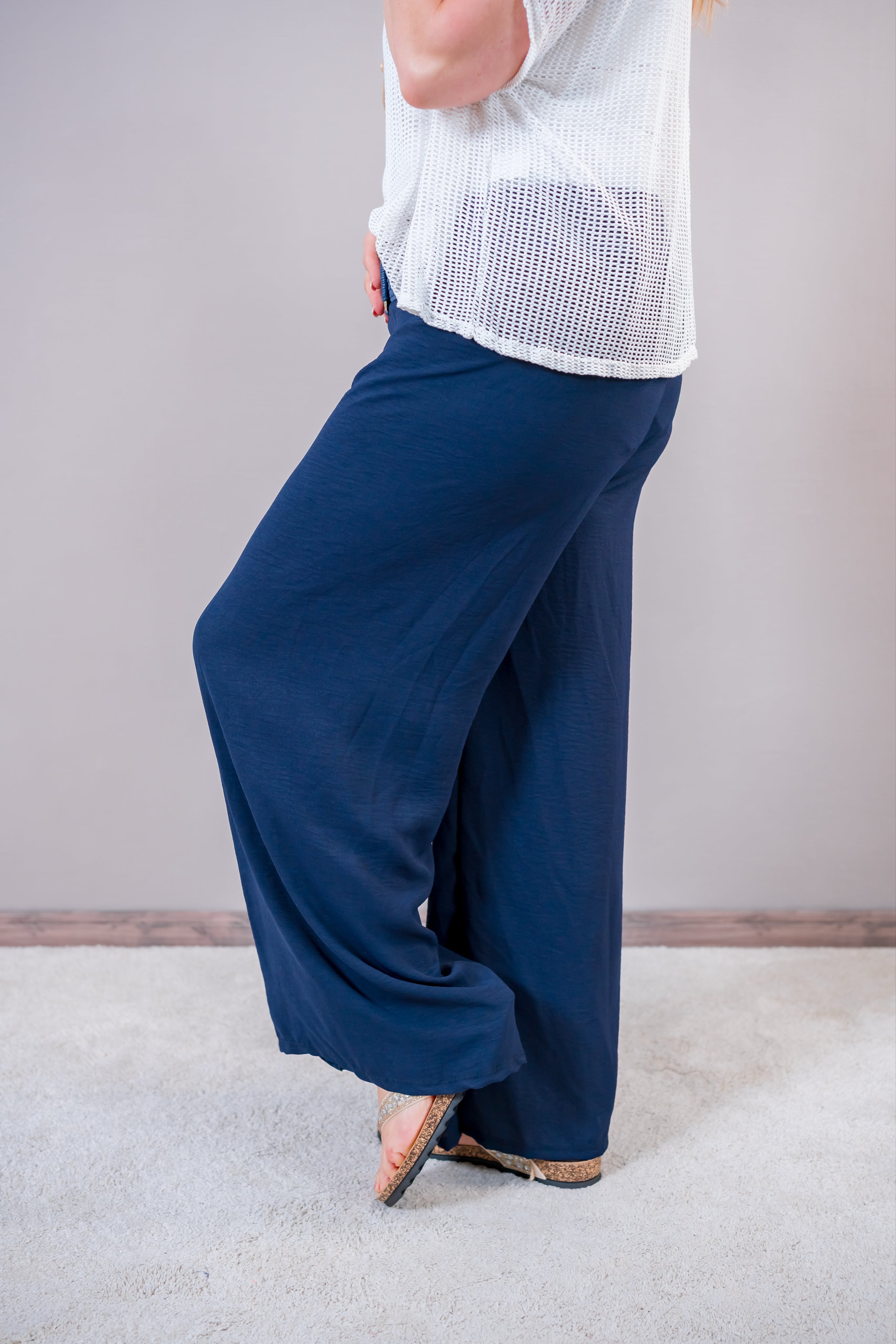 Elegante weite Hose, dunkelblau