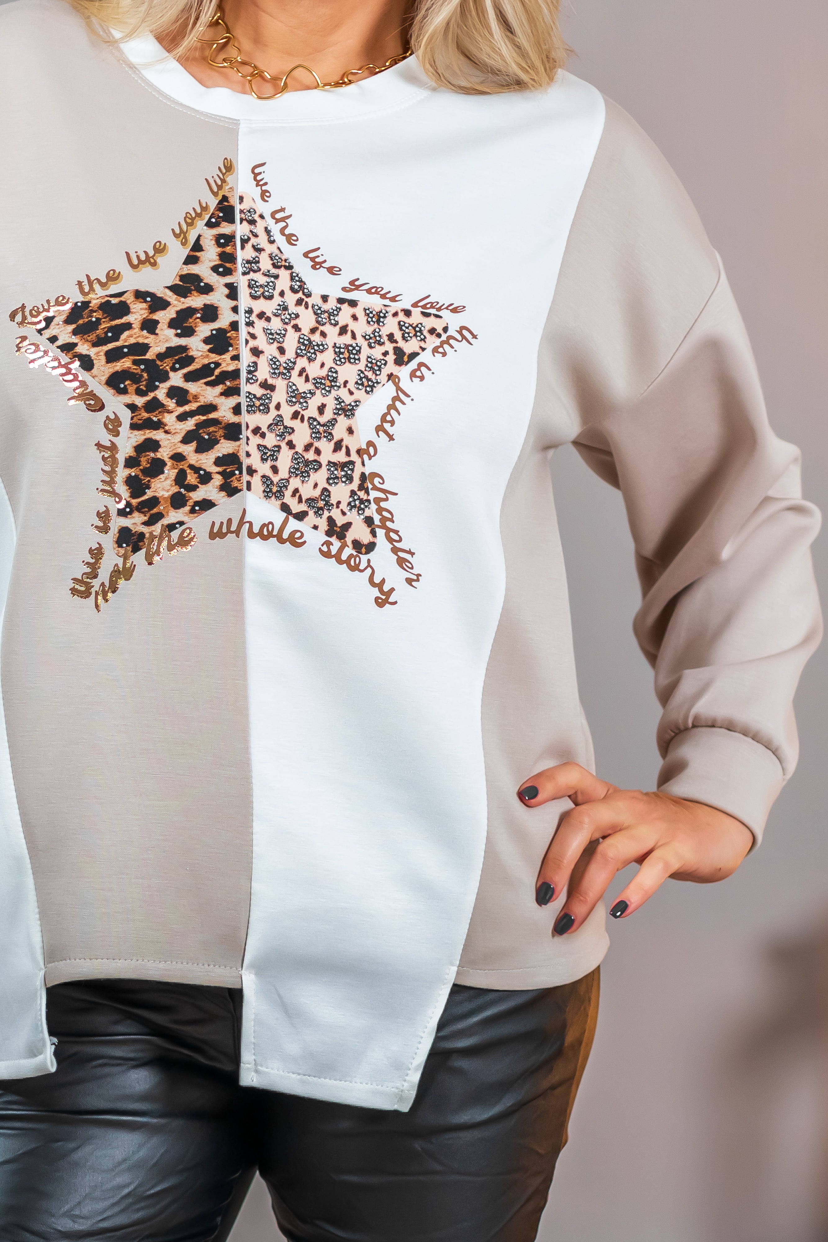 Sweatshirt mit Sternenprint, creme/beige