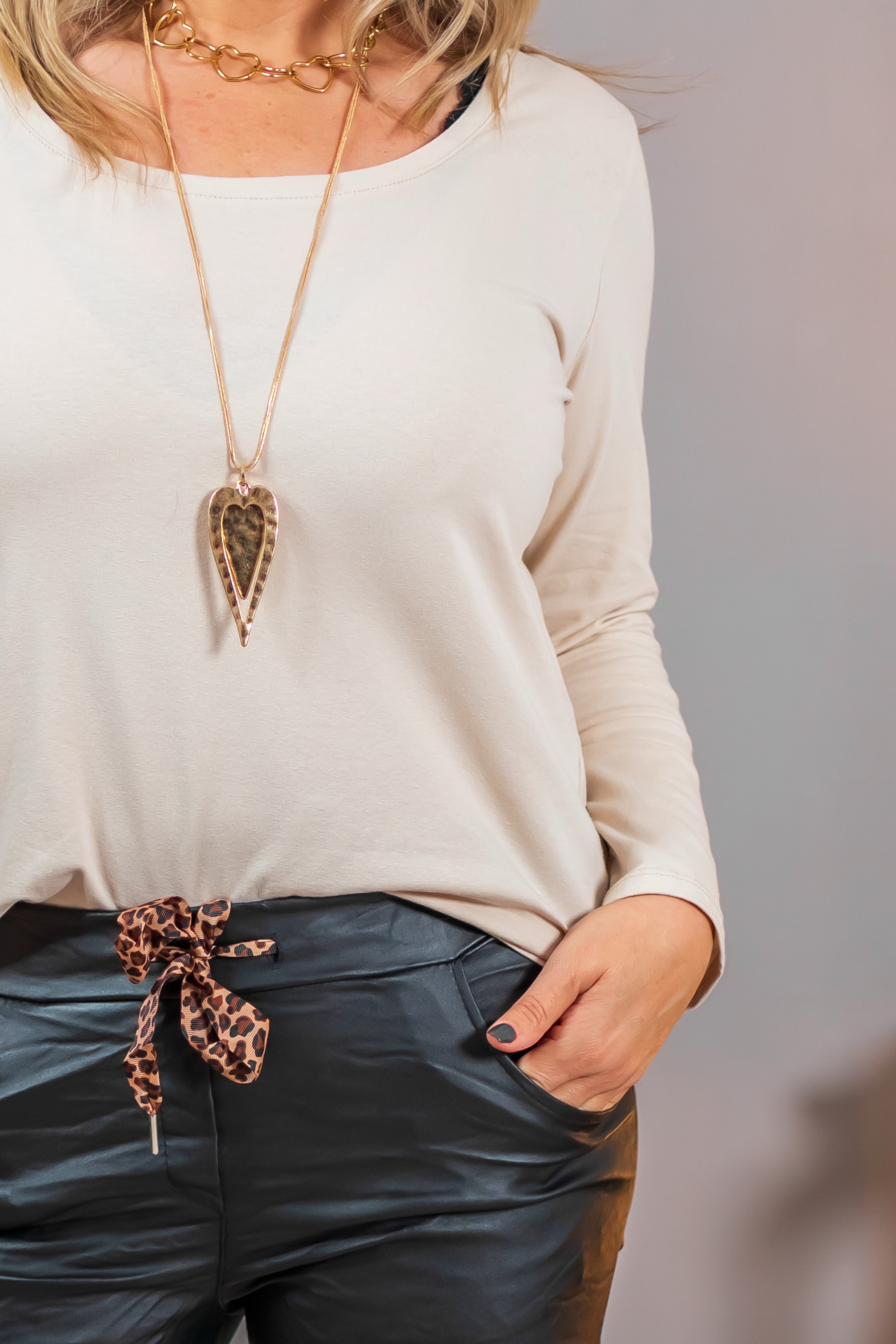 Langarm-Shirt, beige