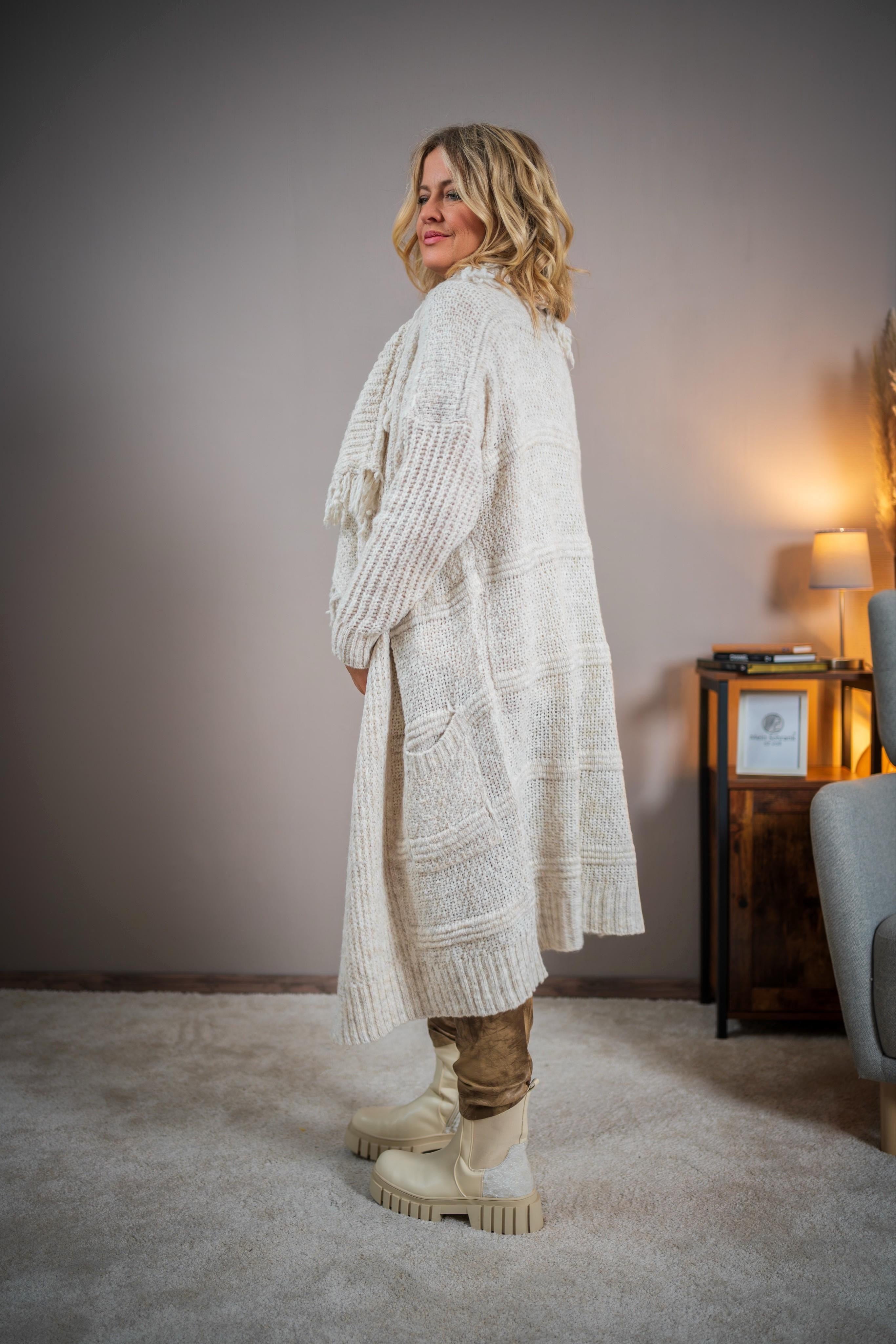 Strickmantel, beige