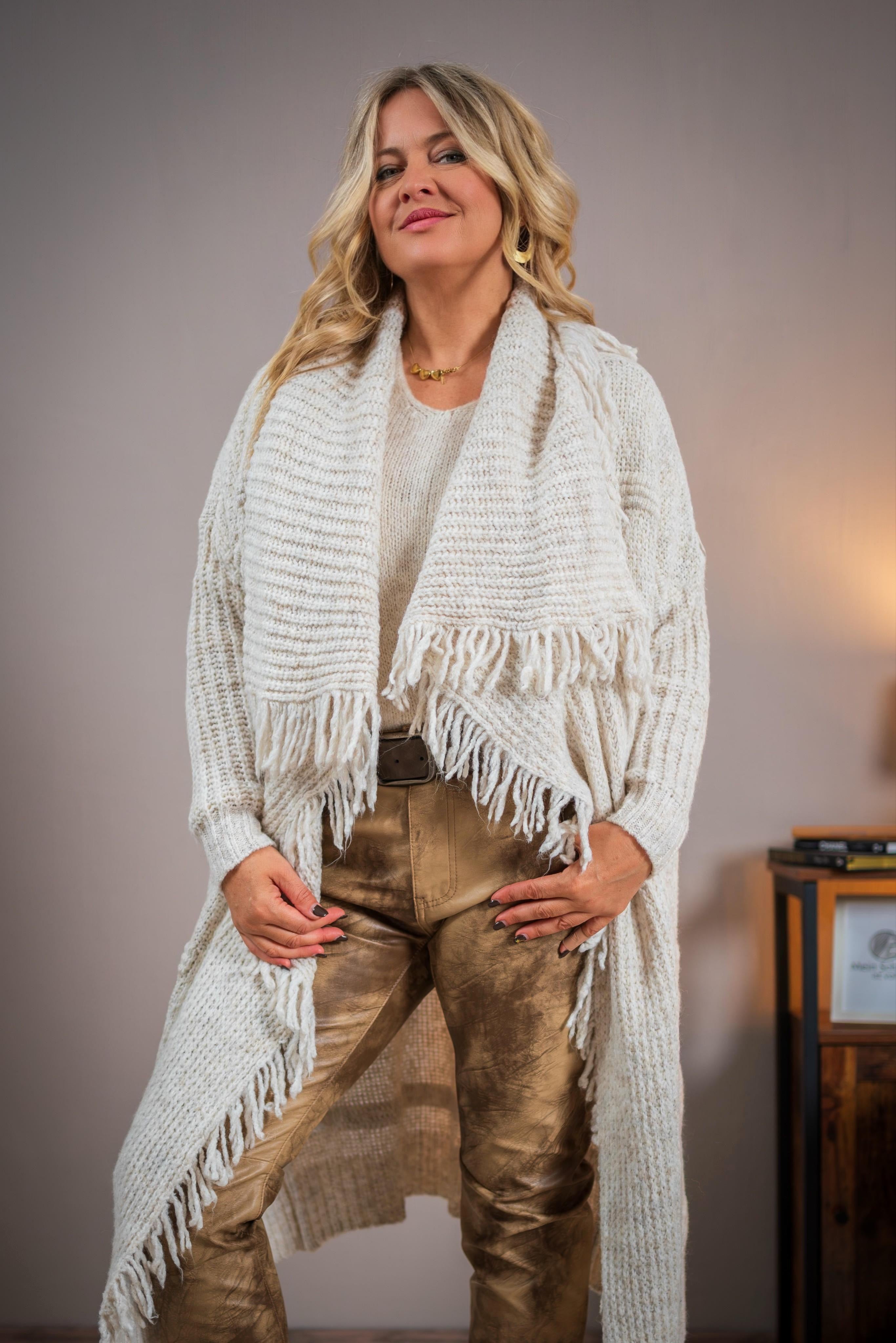 Strickmantel, beige