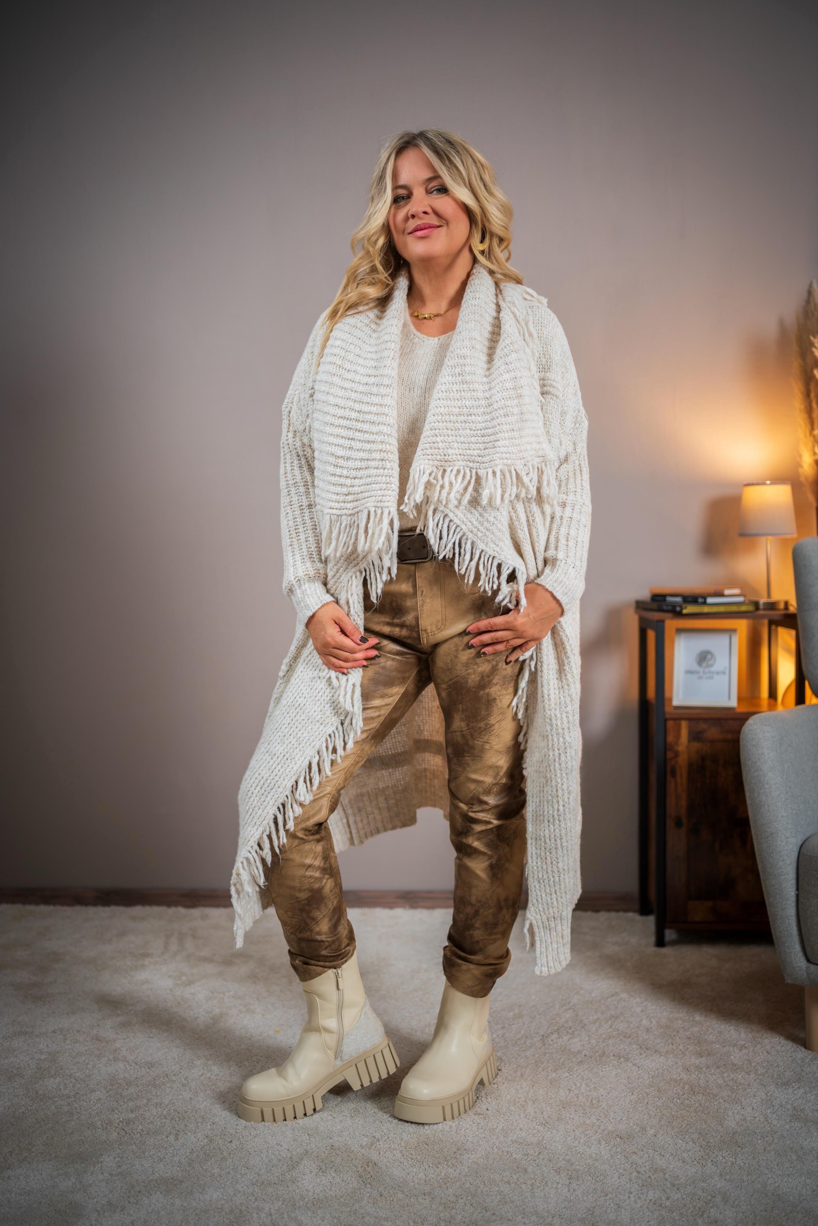 Strickmantel, beige