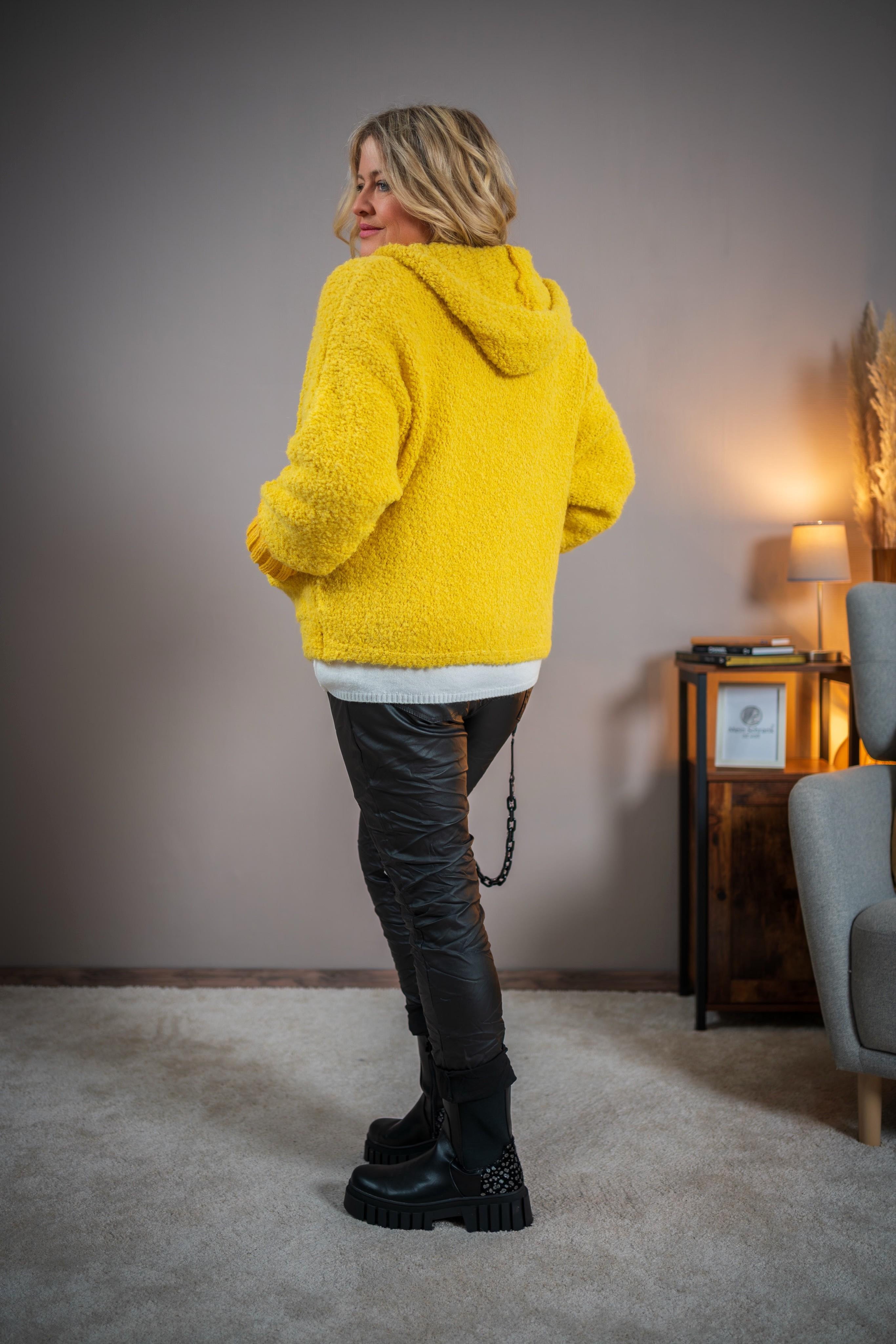 Bouclé-Jacke, sonnengelb