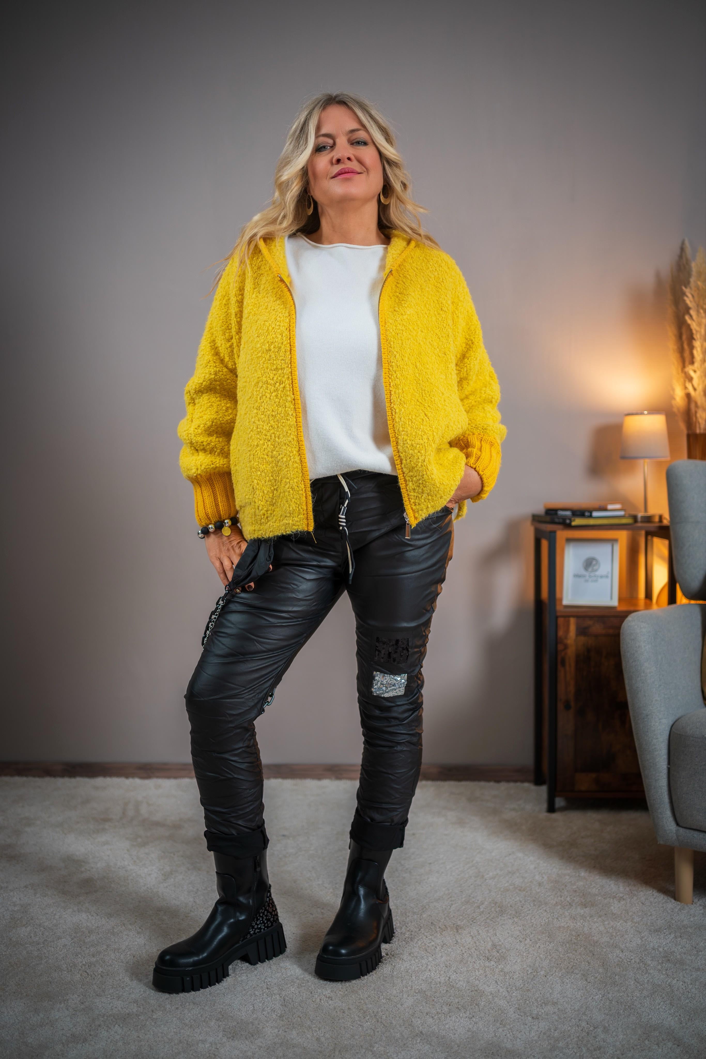 Bouclé-Jacke, sonnengelb