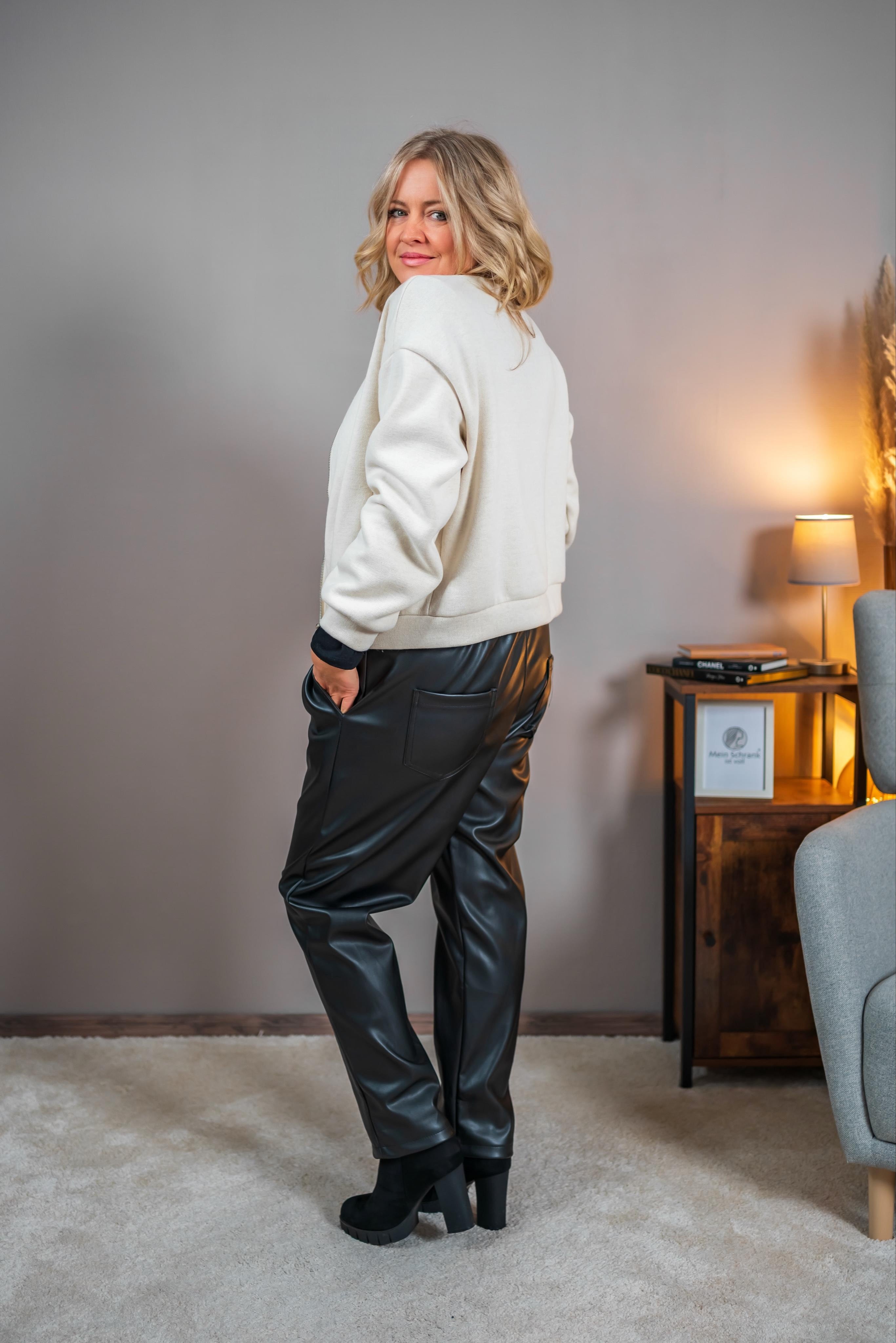 Weiche Sweatjacke, creme