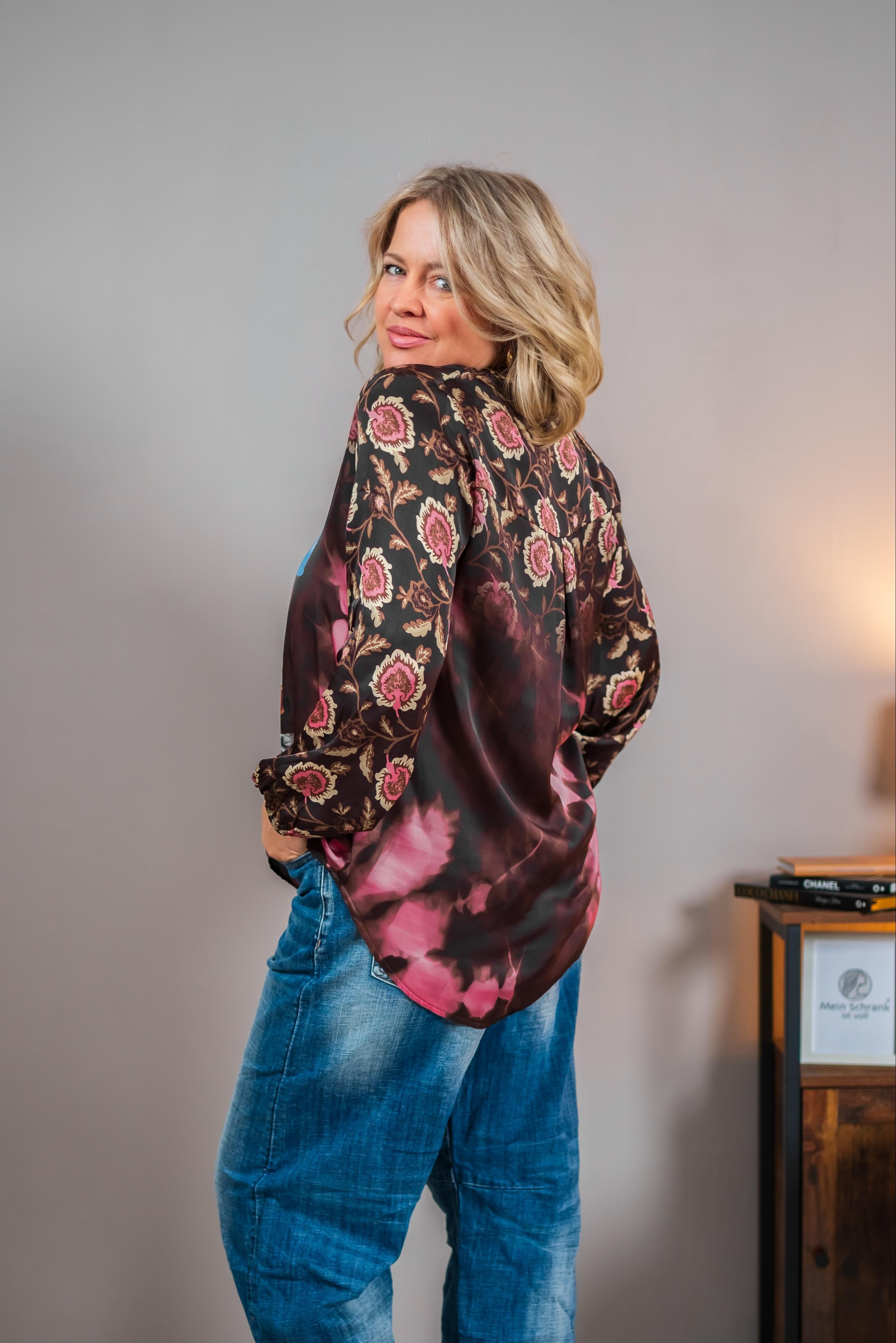 Bluse mit Patchwork-Print, mehrfarbig