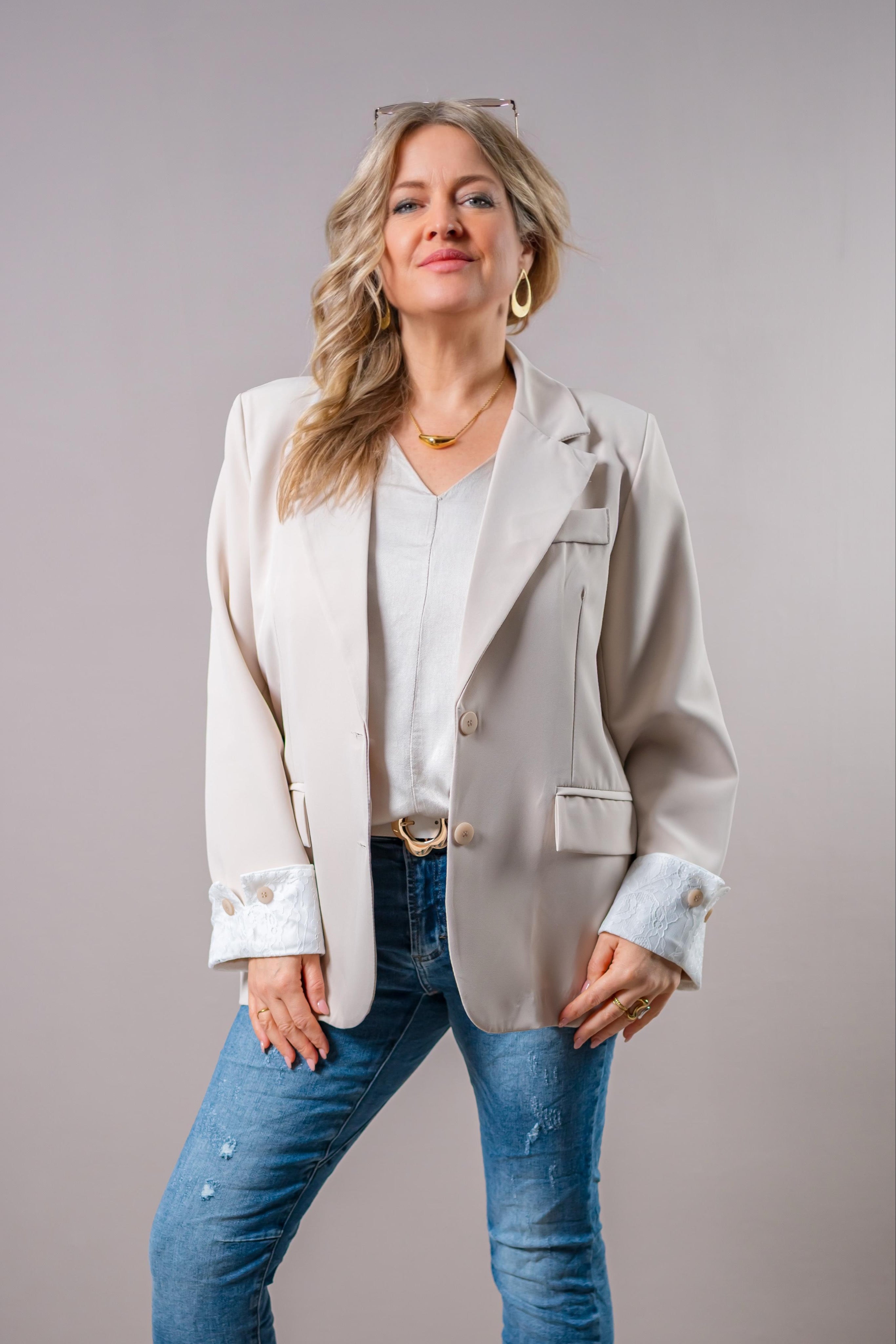 Stylischer Blazer mit Detail, beige