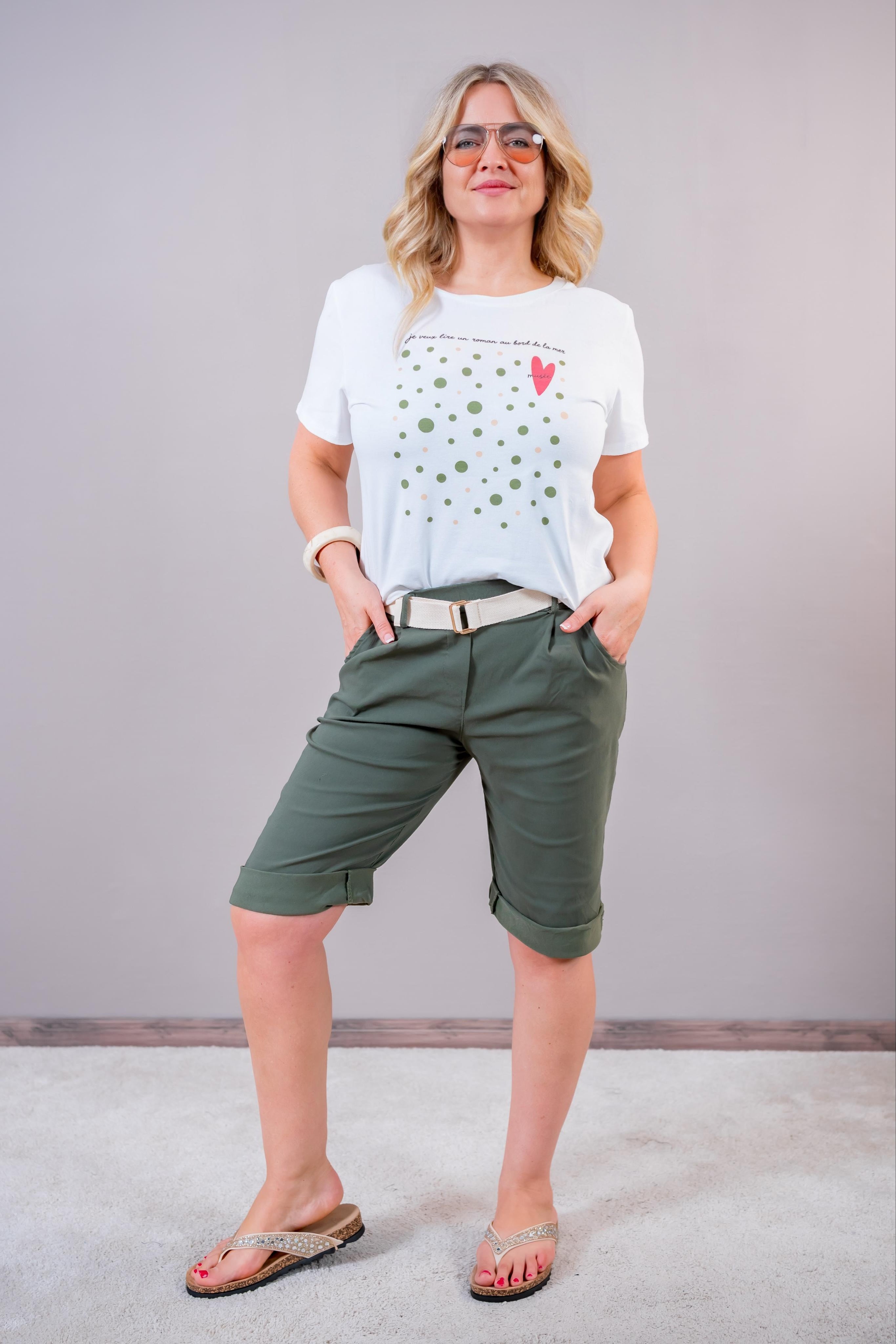 Bermuda-Shorts mit Gürtel, khaki