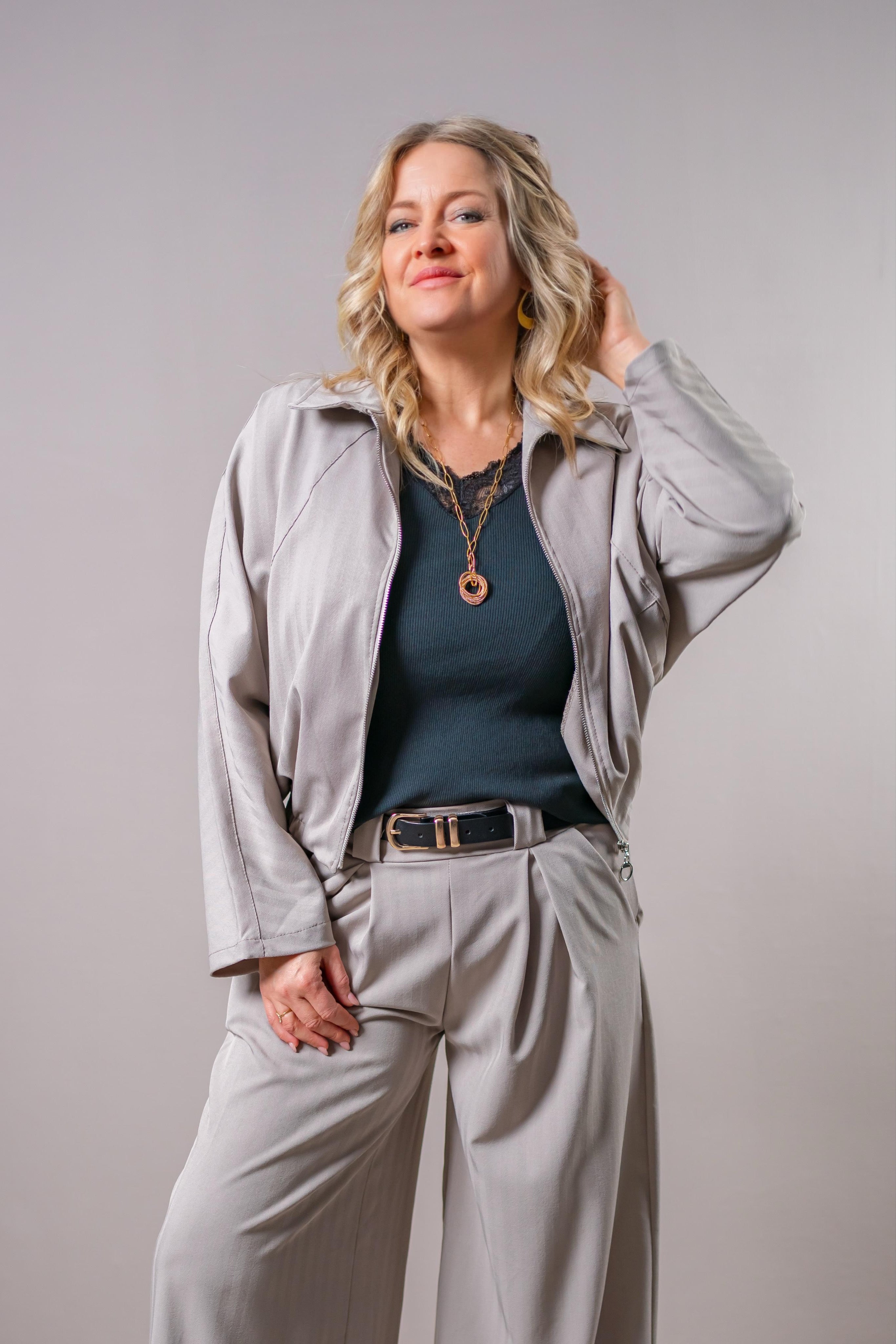 Blouson Jacke in Grau-Beige