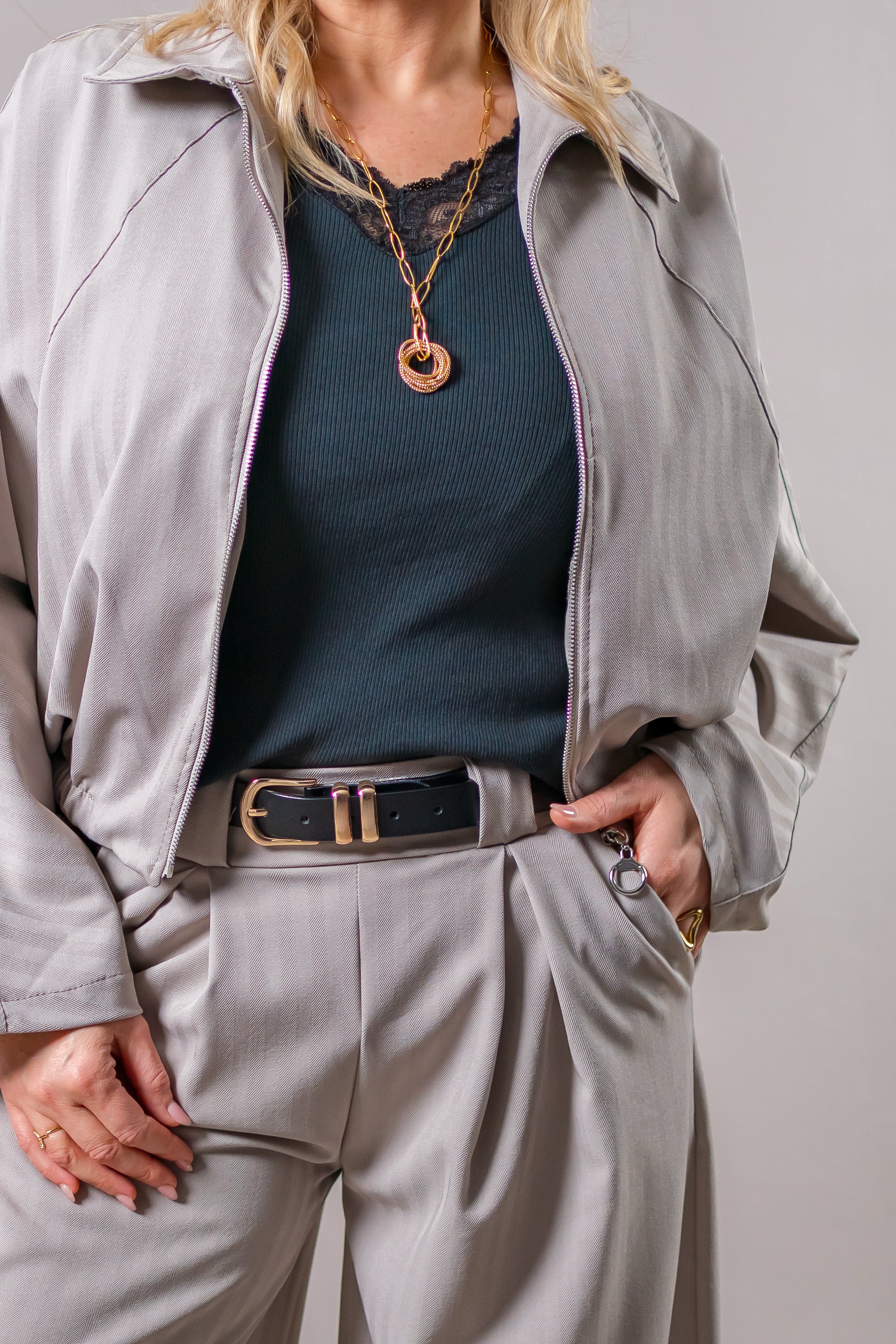 Blouson Jacke in Grau-Beige